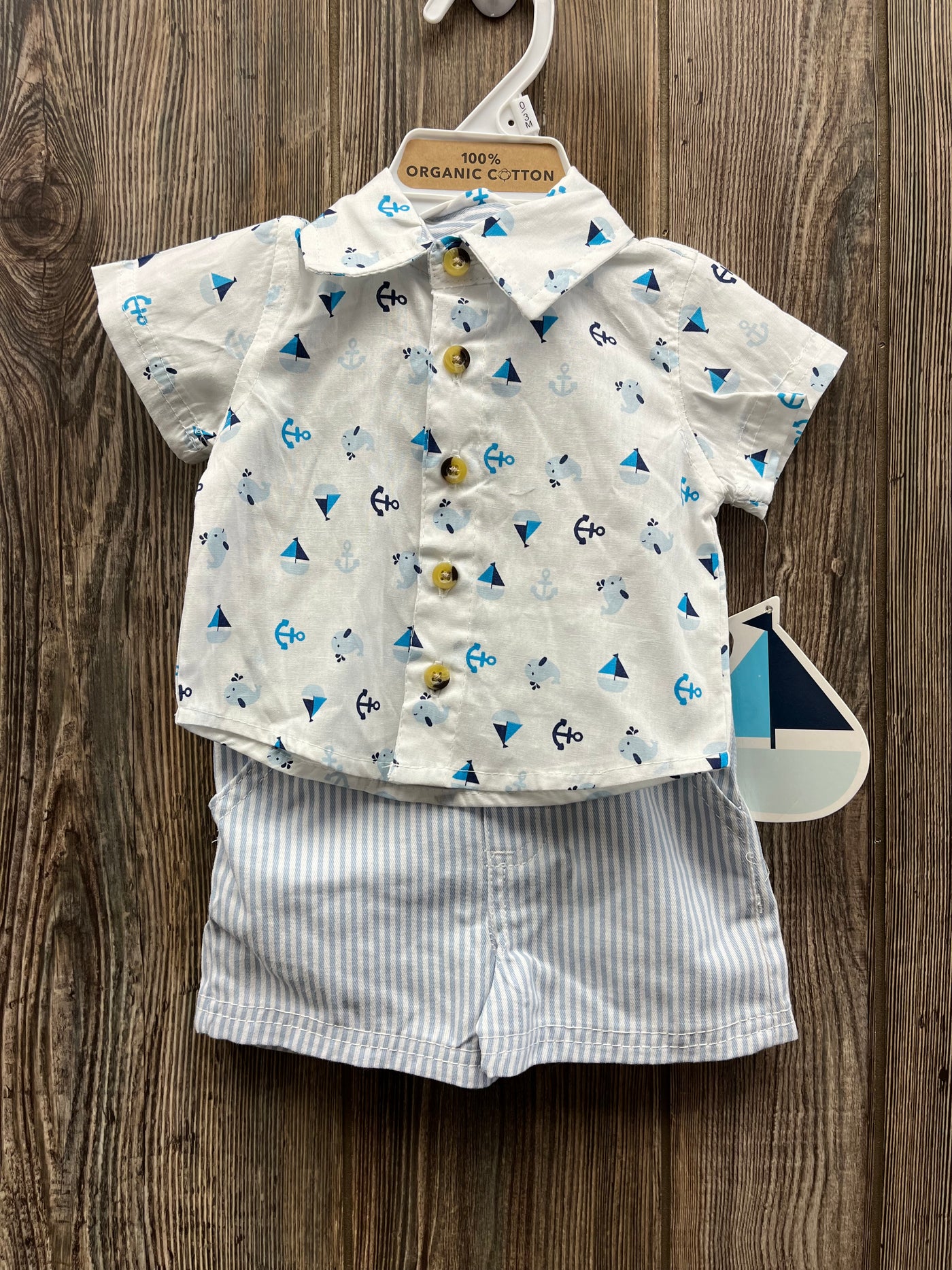 Boys 0-3 mo NEW Sailboat Outfit