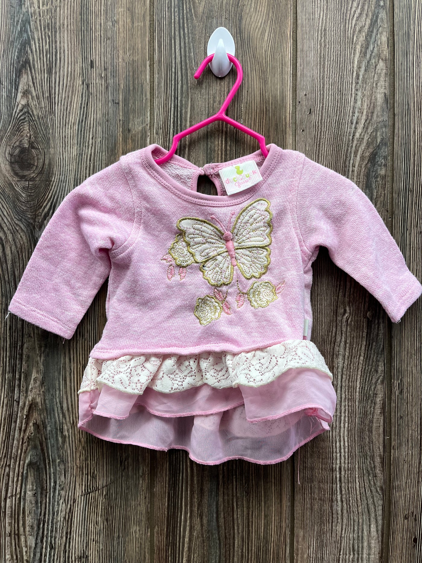 Girl 0-3 mo Pink Butterfly Shirt