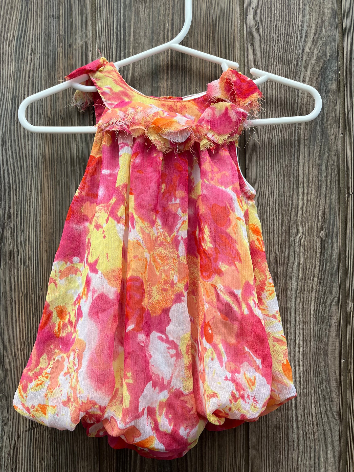 Girl 3-6 mo Pink and Orange Flower Dress