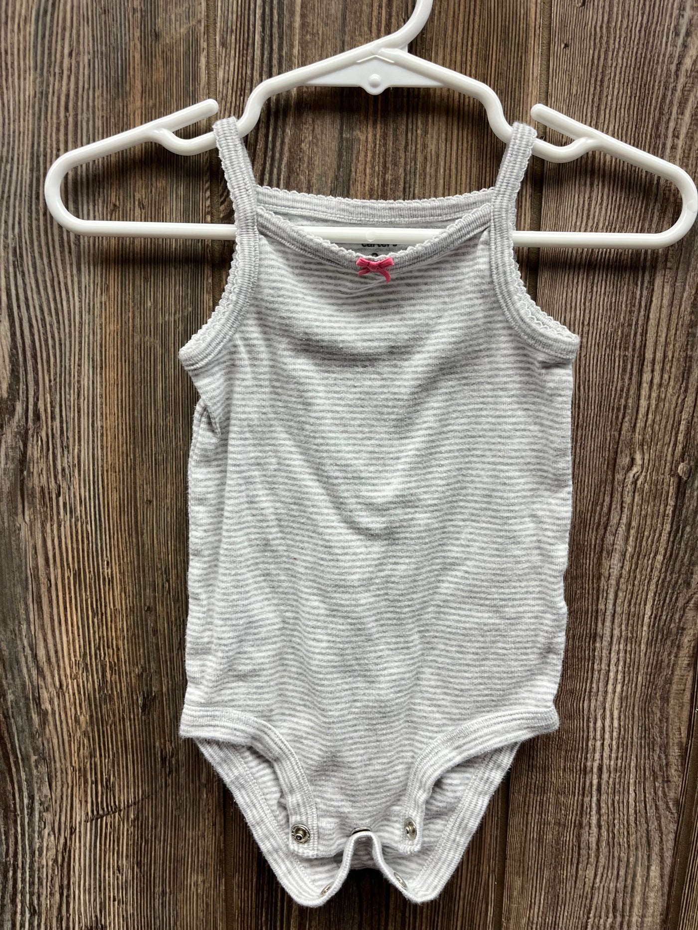 Girl 9 mo Gray Striped Spaghetti Strap Onesie