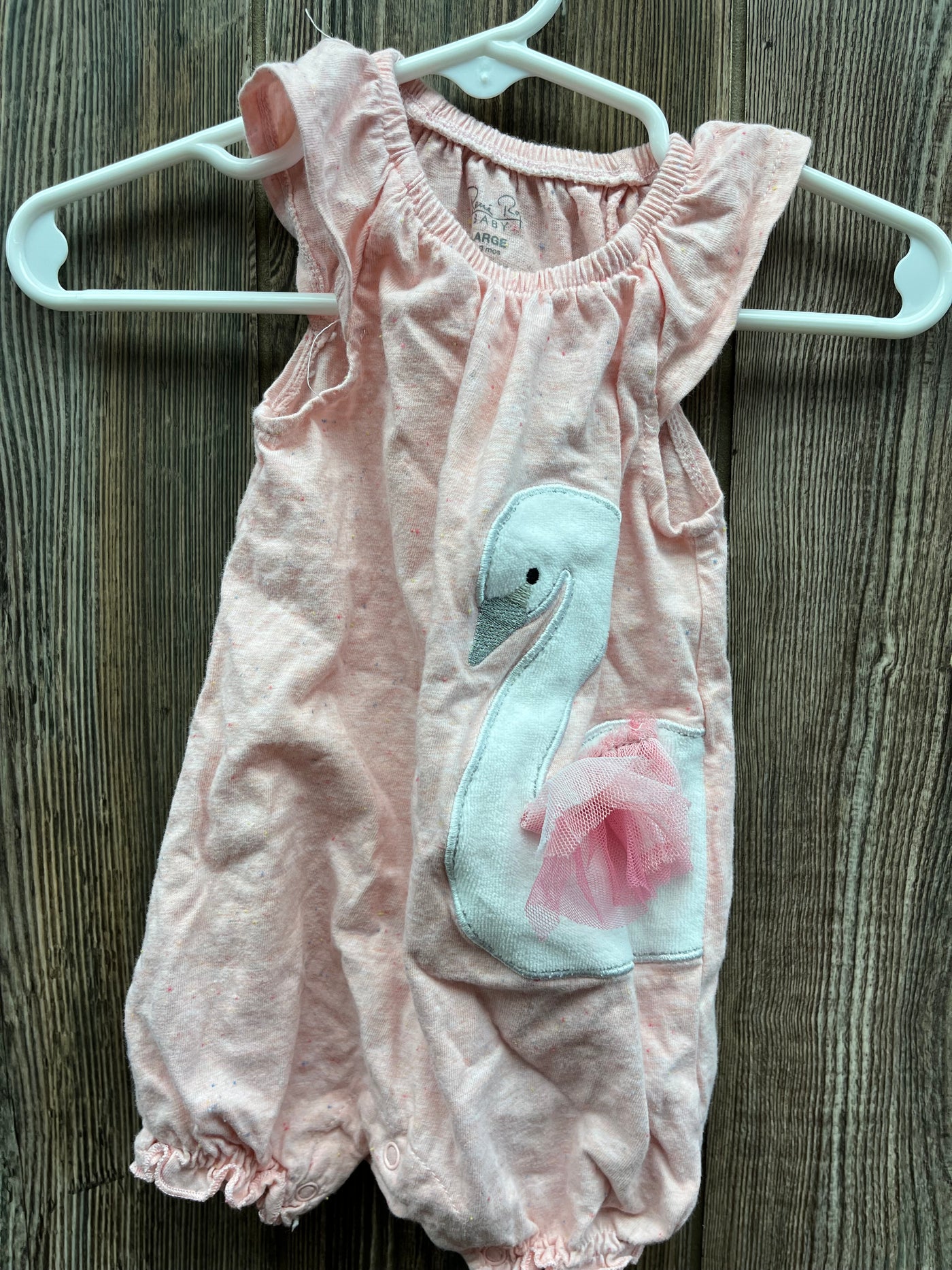 Girls 6-9 mo Pink Swan Romper