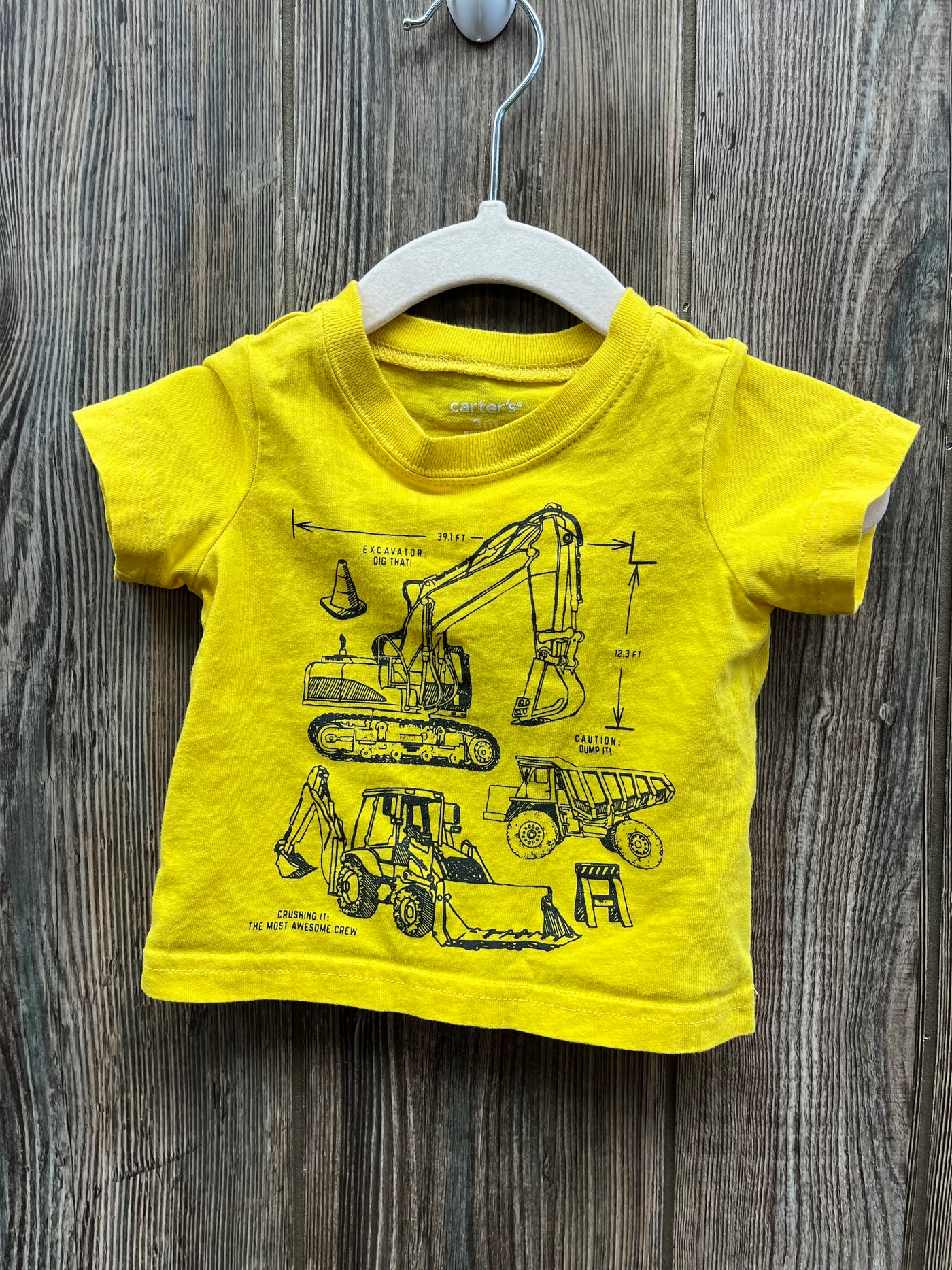 Boys 3 mo Yellow Construction Short Sleeve Shirt