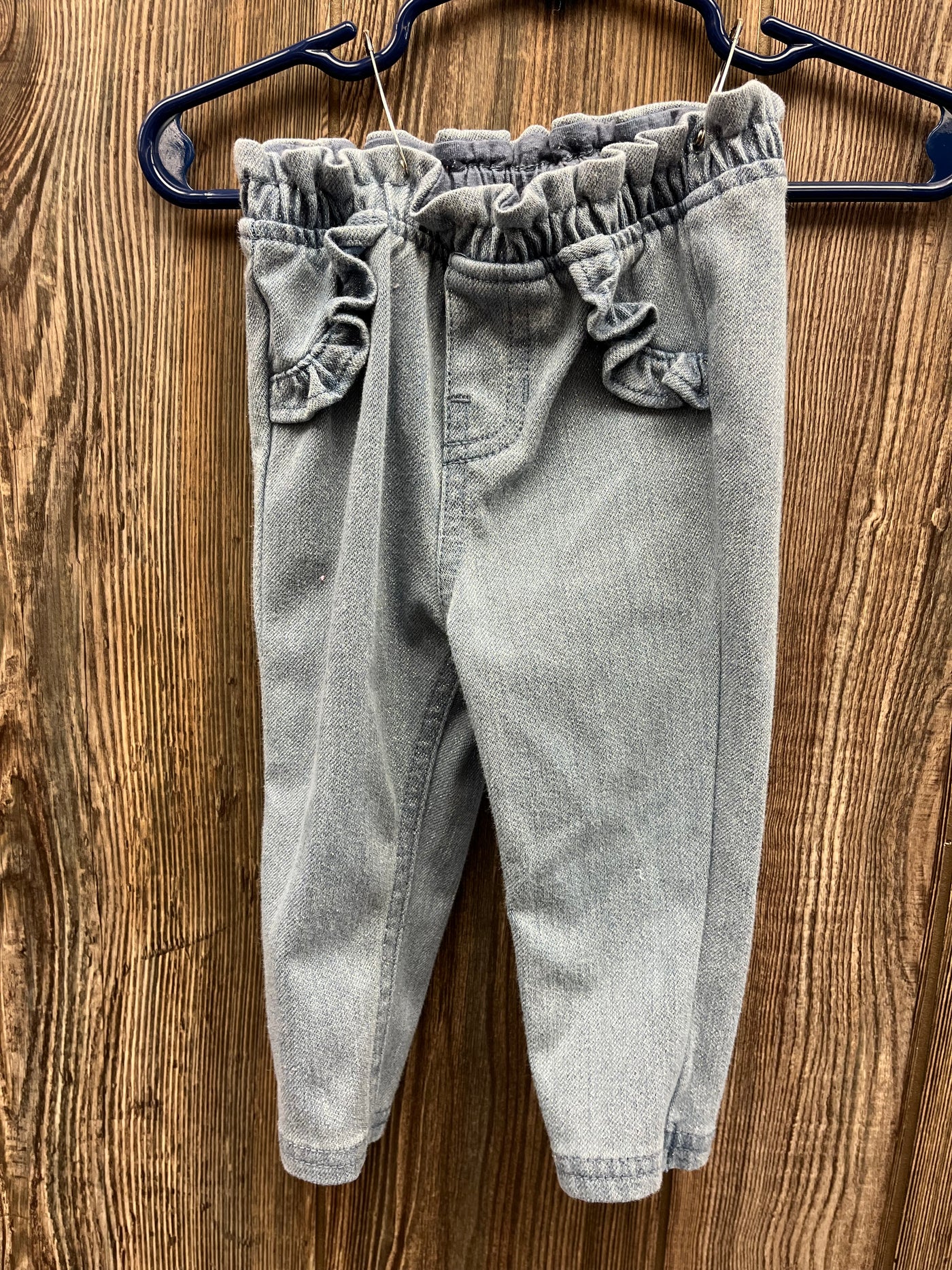 Girl 6-9 mo Blue Jean Pull On Pants with Ruffles