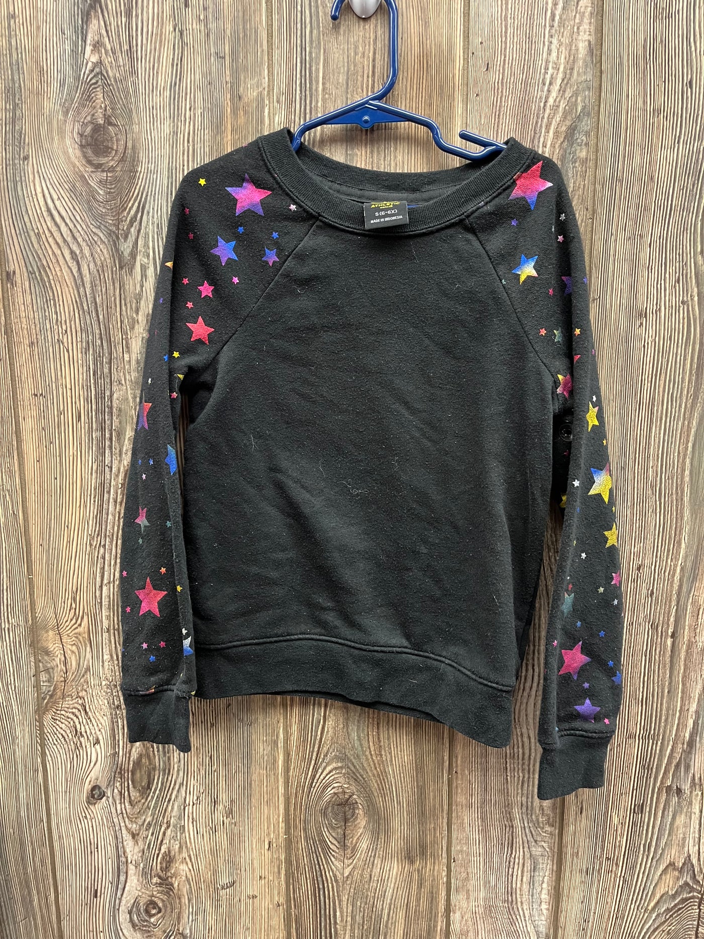 Girls 6/6x Black Sweatshirt with Stars