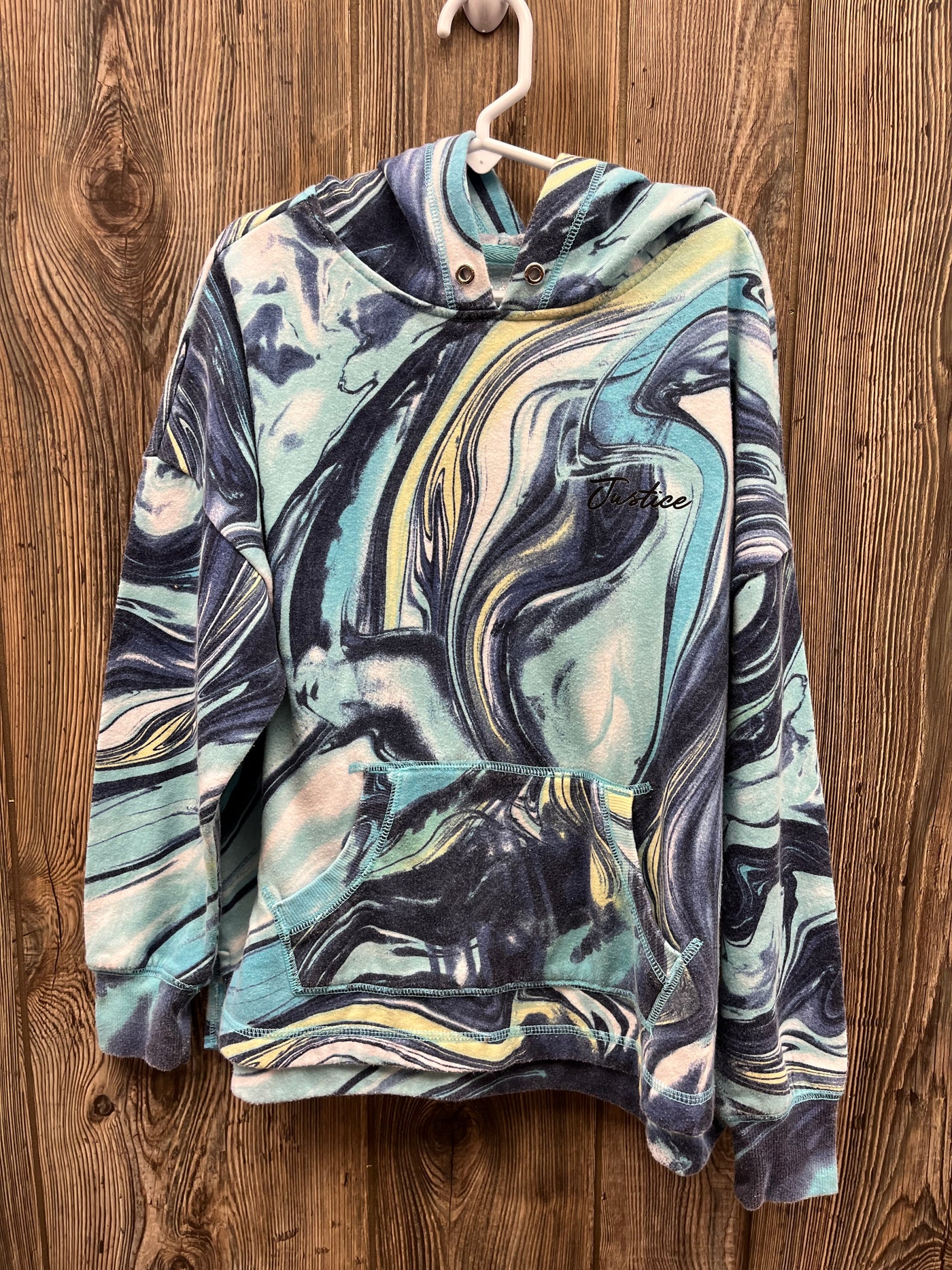 Girl 7/8 Blue Swirl Justice Hoodie