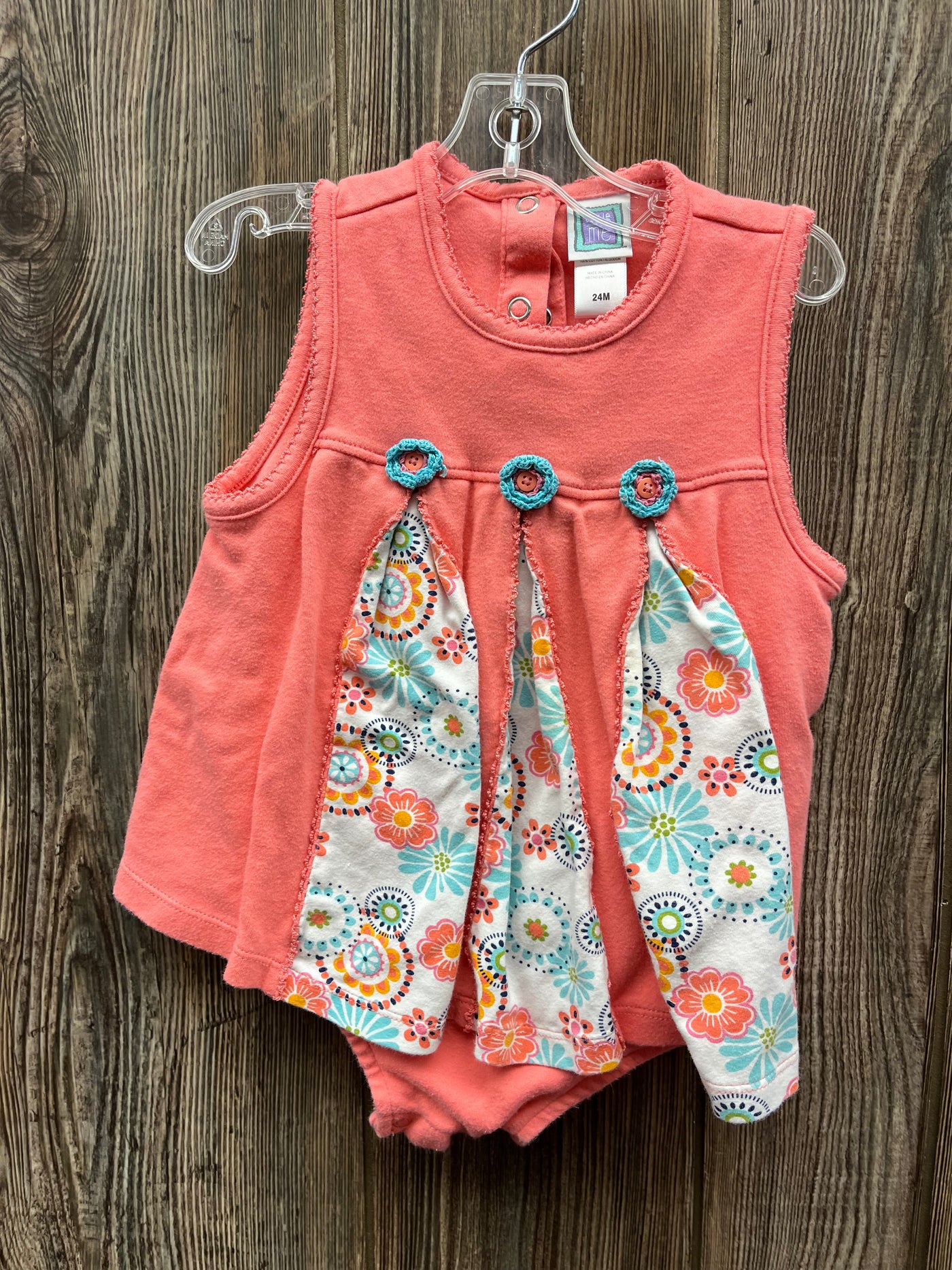 Girl 24 mo Orange Flowing Tan Top Onesie