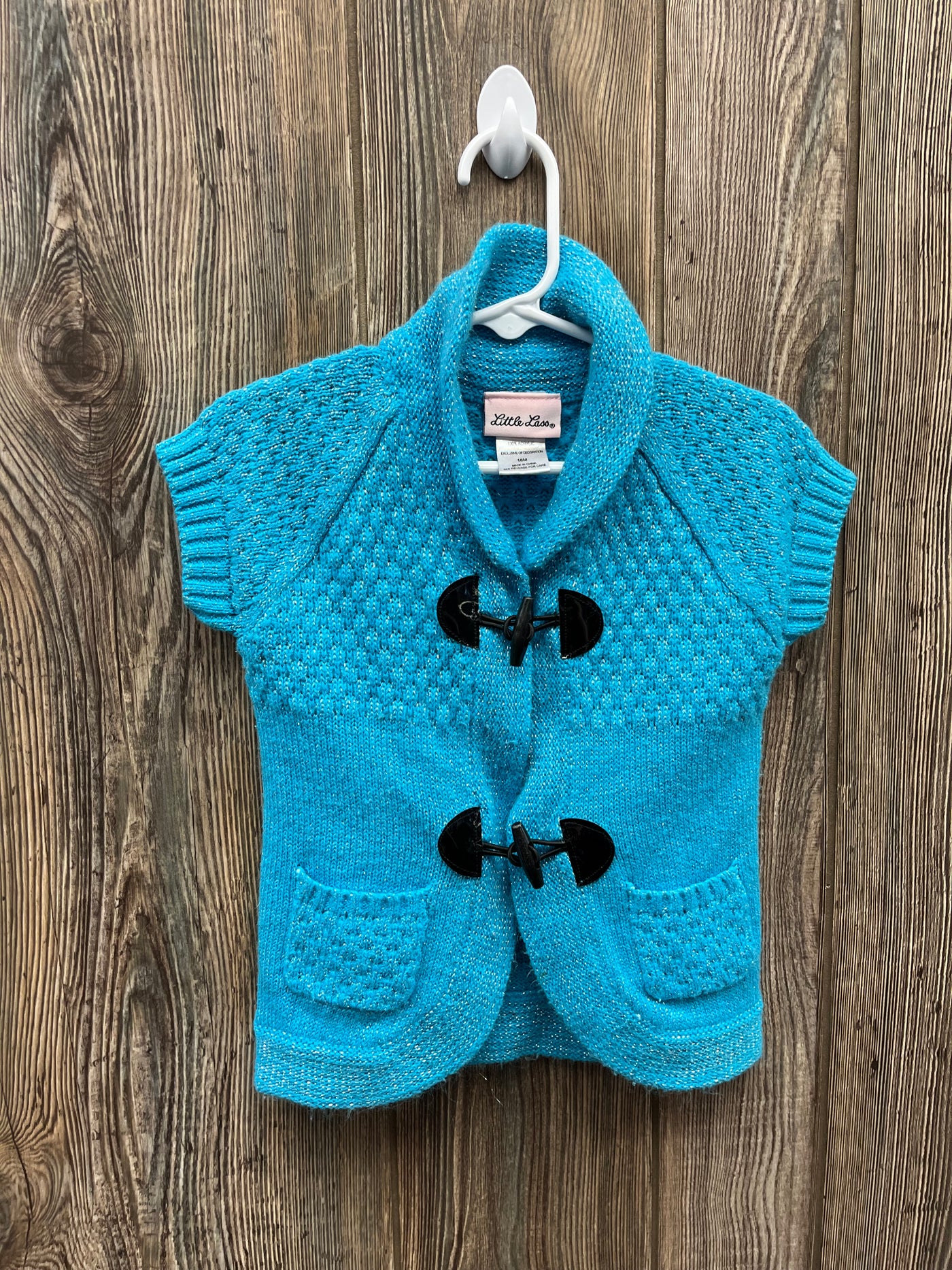 Girl 18 mo Blue Knit Short Sleeve Cardigan