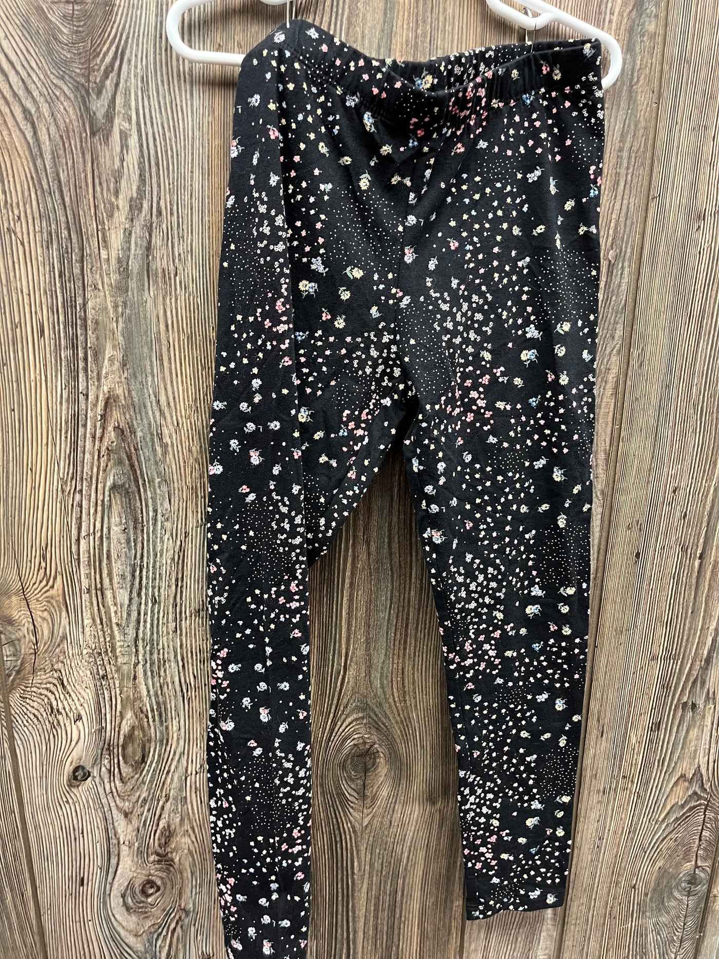 Girls 7/8 Black Leggings with Flowers