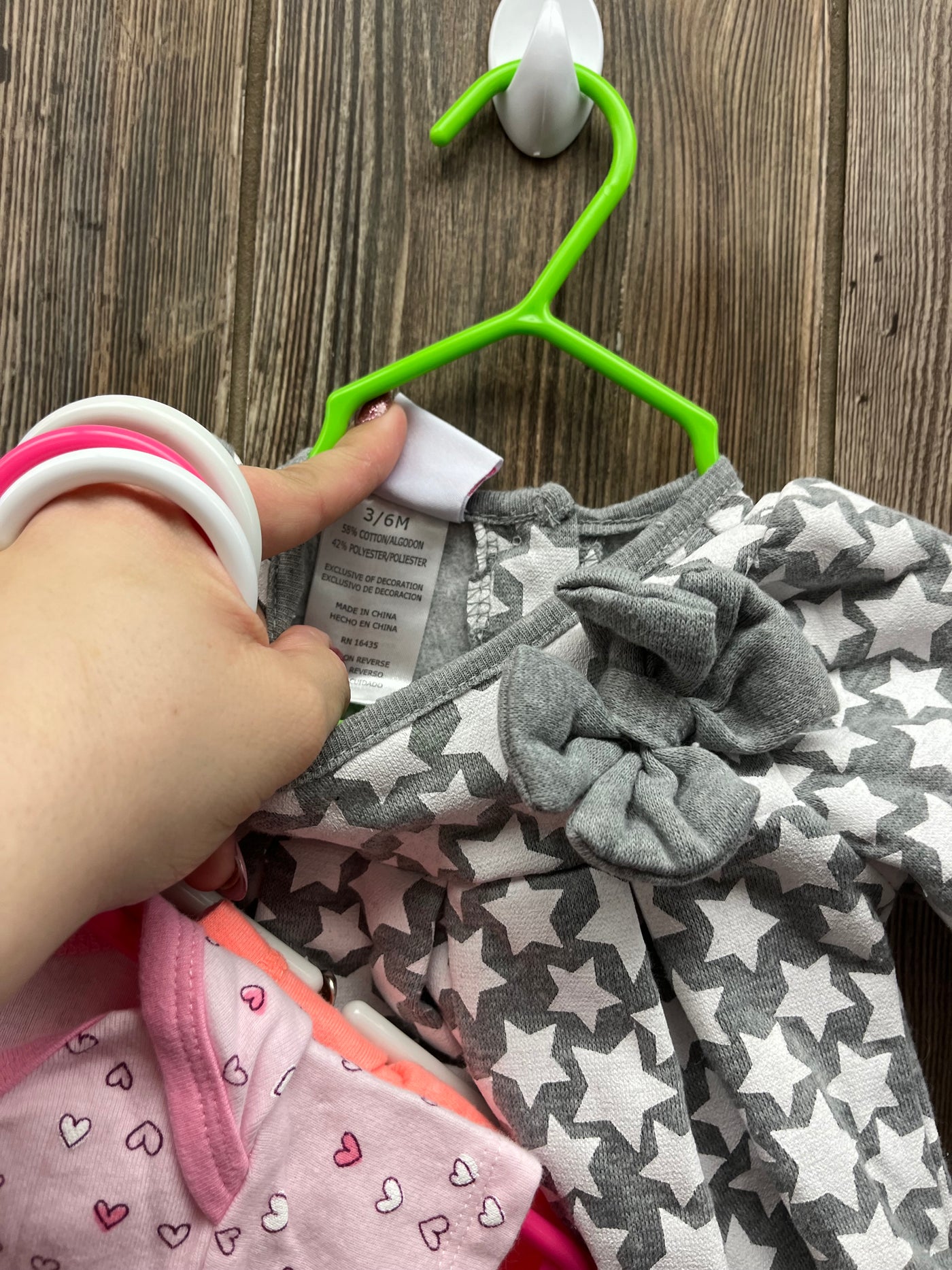 Girl 3-6 mo Gray Long Sleeve Dress with Stars