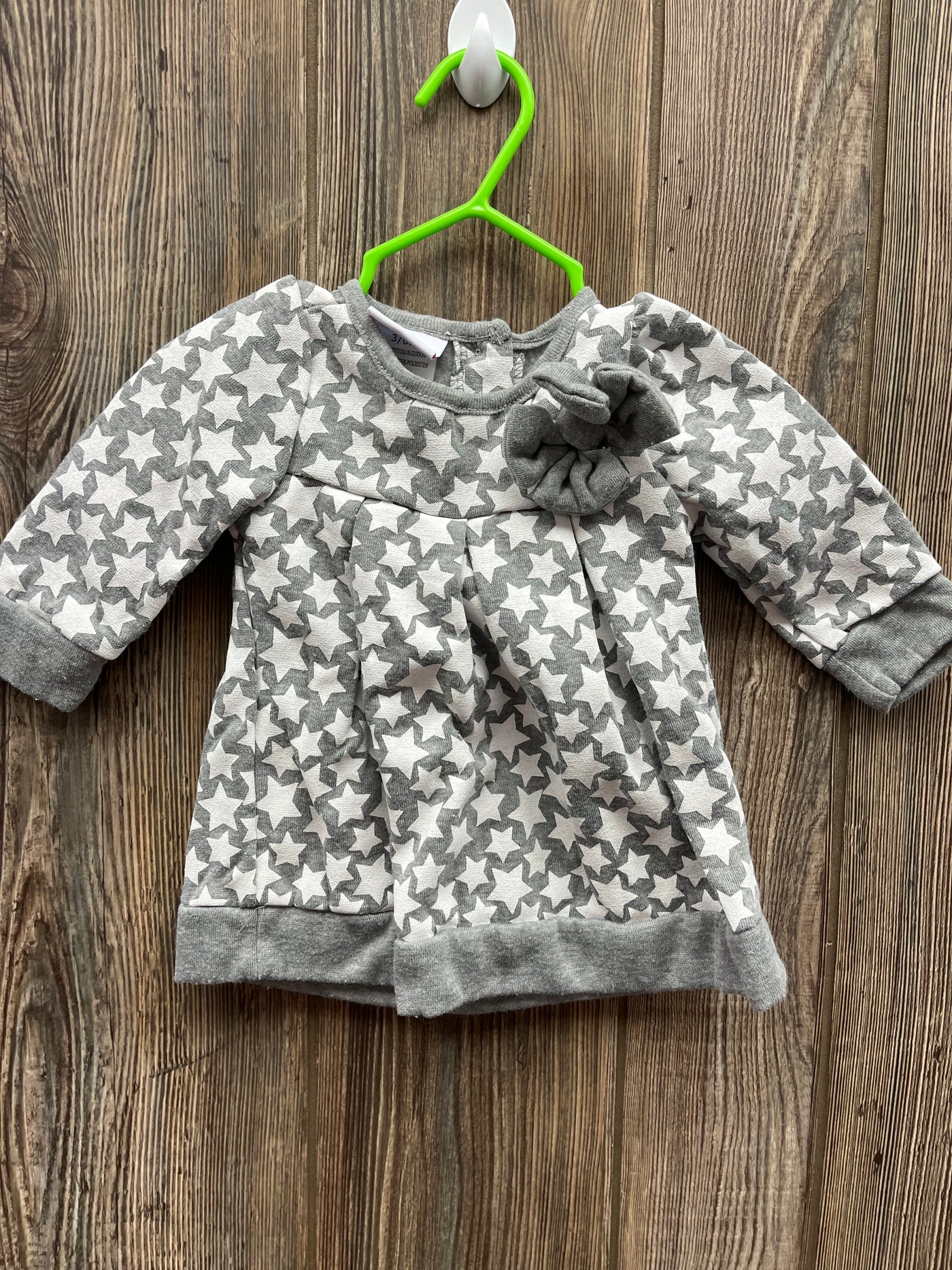 Girl 3-6 mo Gray Long Sleeve Dress with Stars