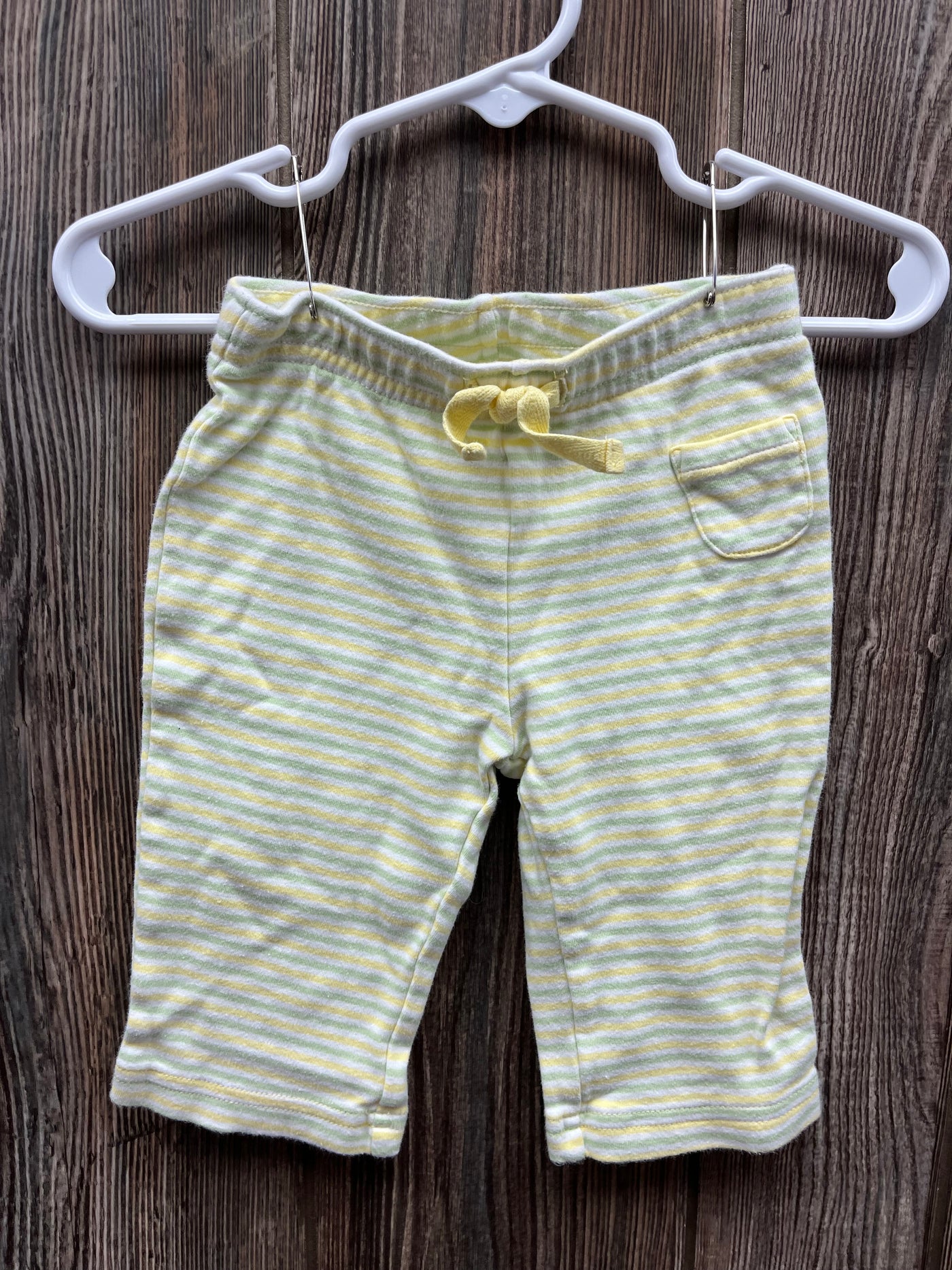 Girl 3-6 mo Green Yellow Striped Pull On Pants