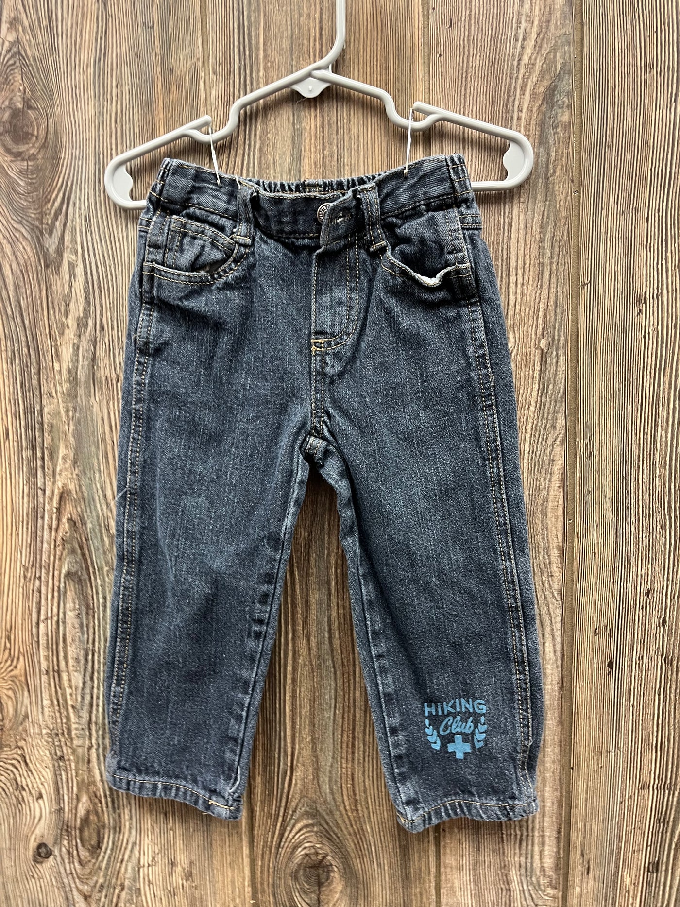 Boys 24 mo Blue Zipper Jeans Pants Elastic Ankles Hiking Club