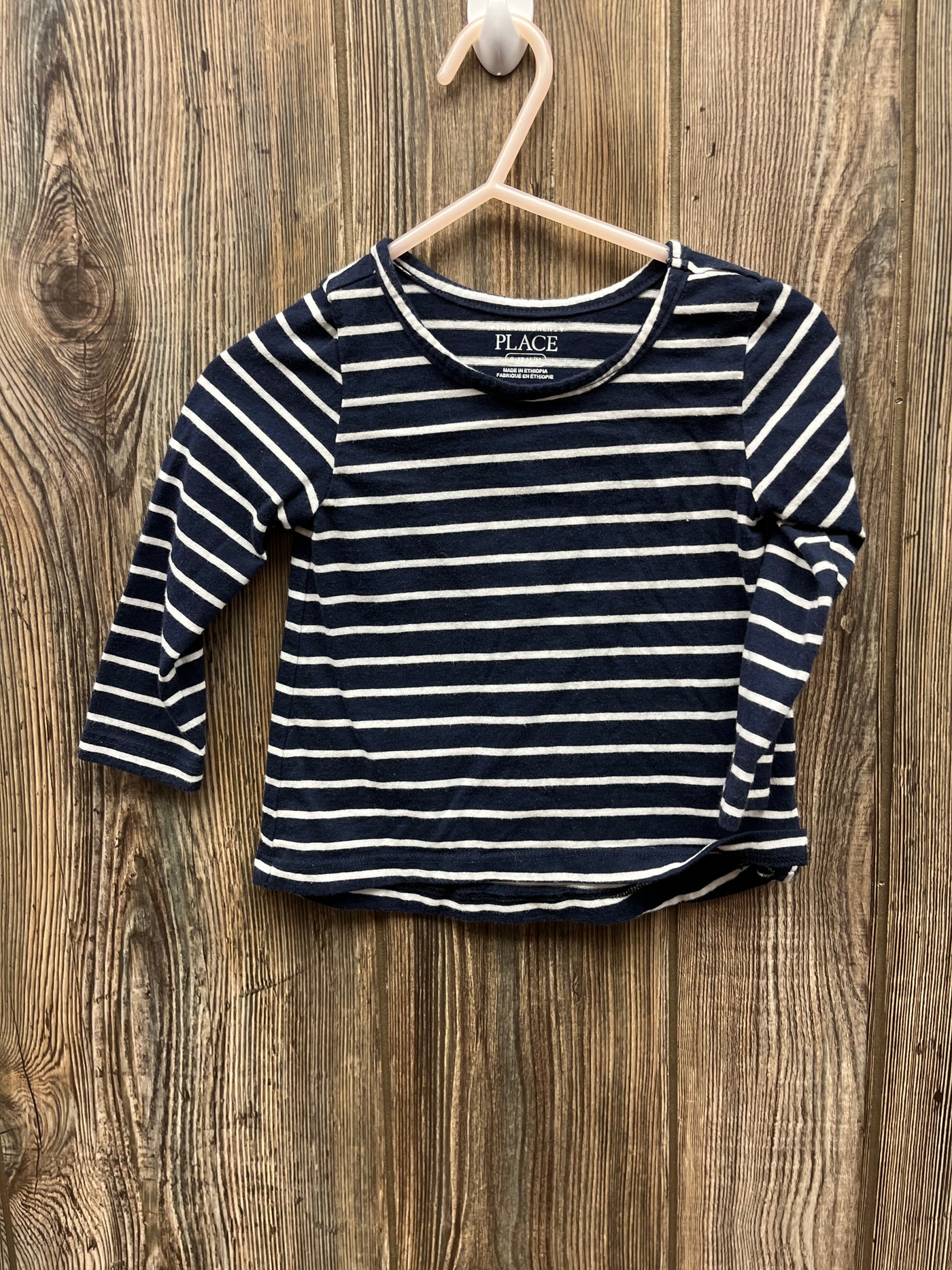 Girl 9-12 mo Black White Striped Long Sleeve Shirt