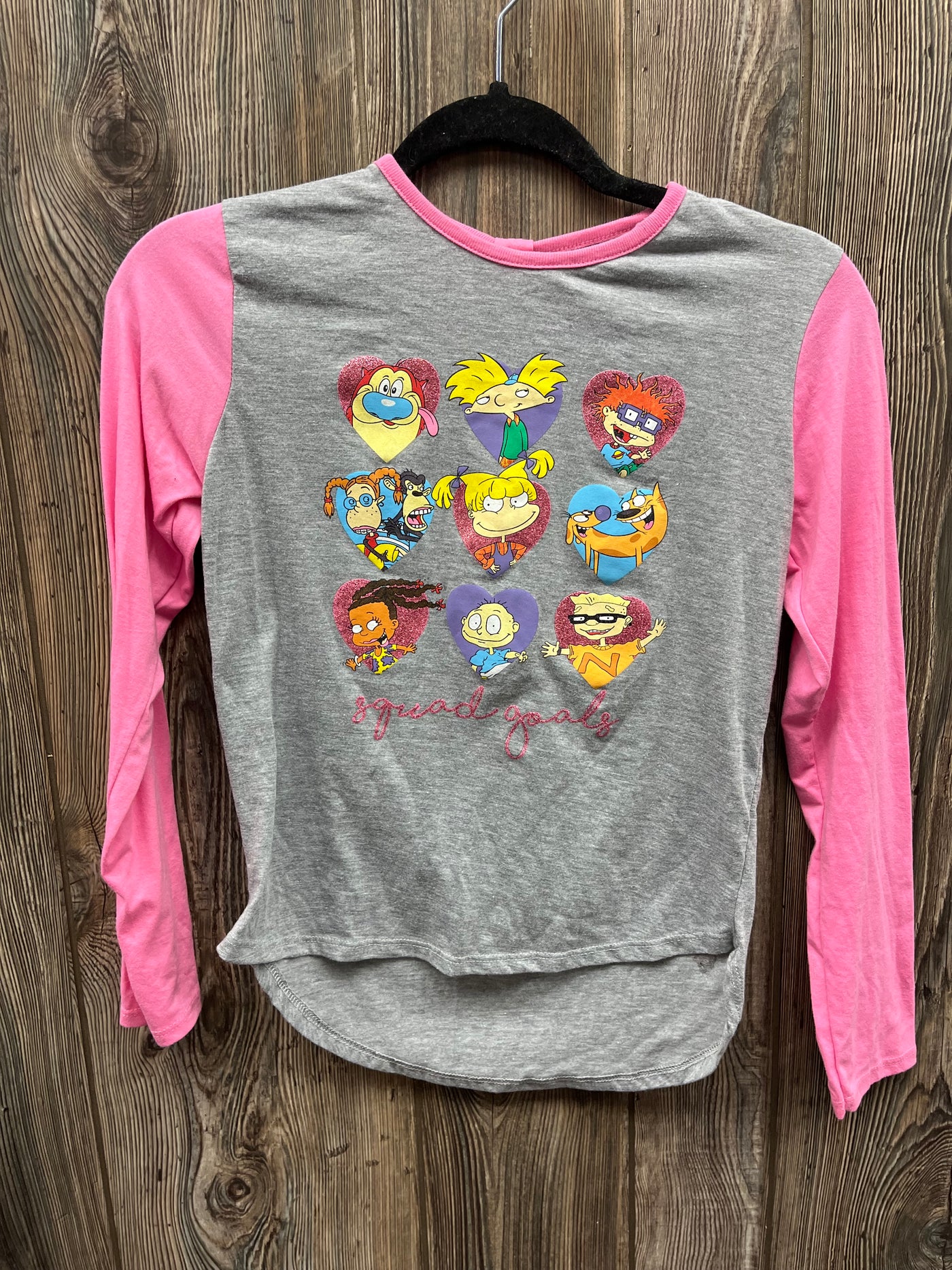 Girl Youth Large Gray Pink Long Sleeve Top Rugrats