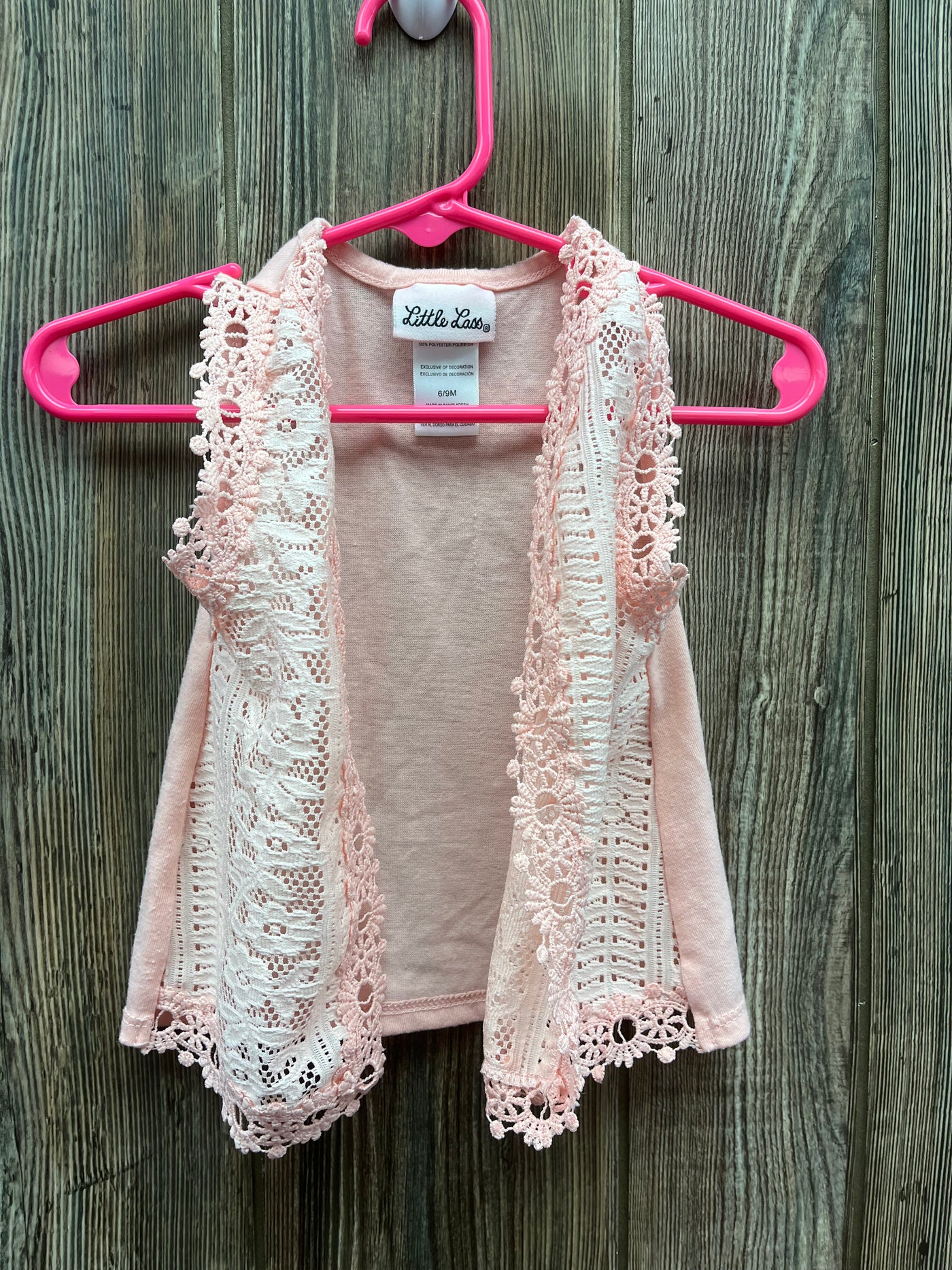 Girl 6-9 mo Pink with Lace Tank Cardigan