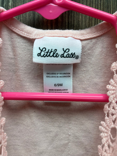 Girl 6-9 mo Pink with Lace Tank Cardigan