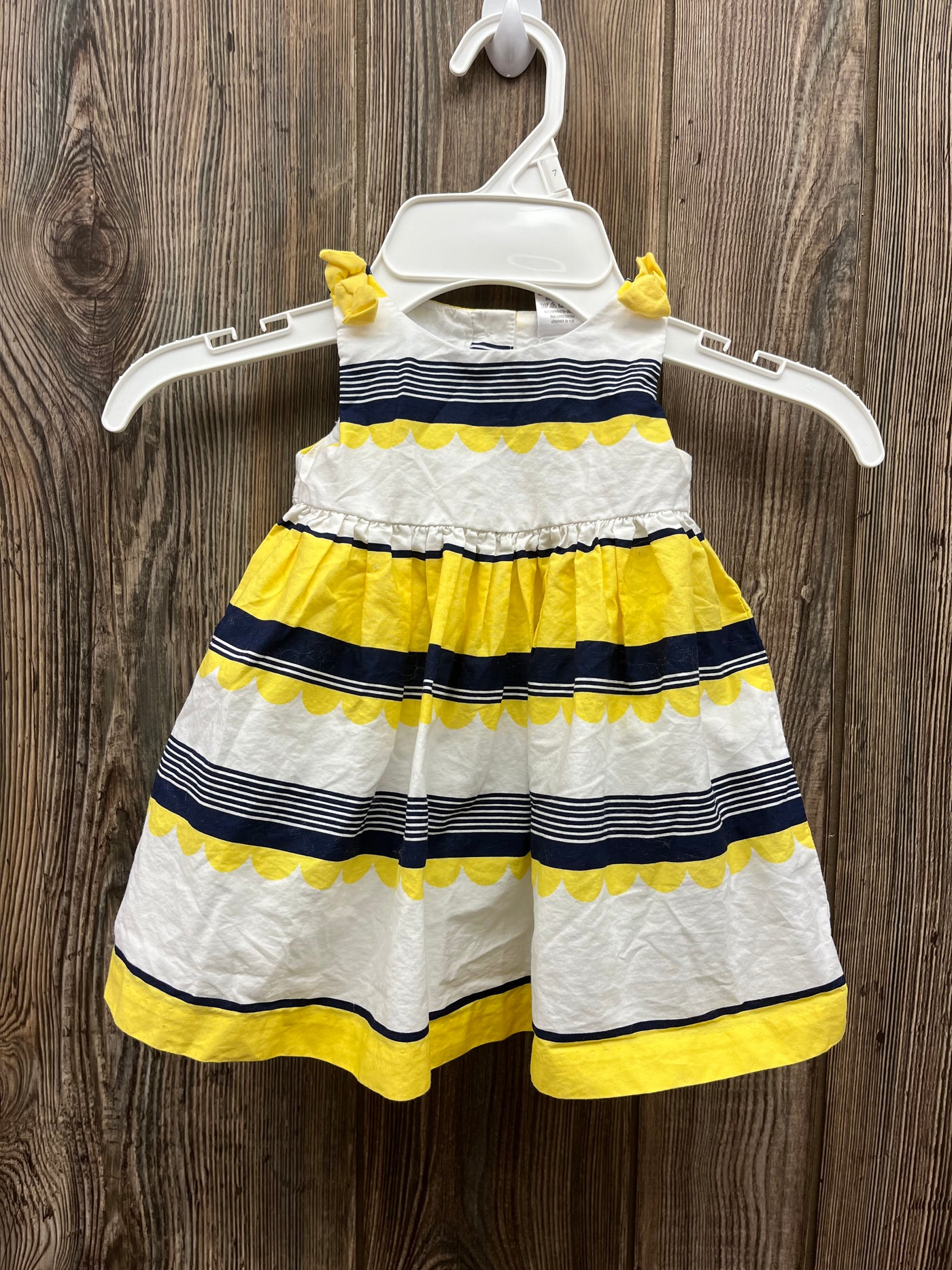 Girl 3-6 mo Navy and Yellow Striped Dress