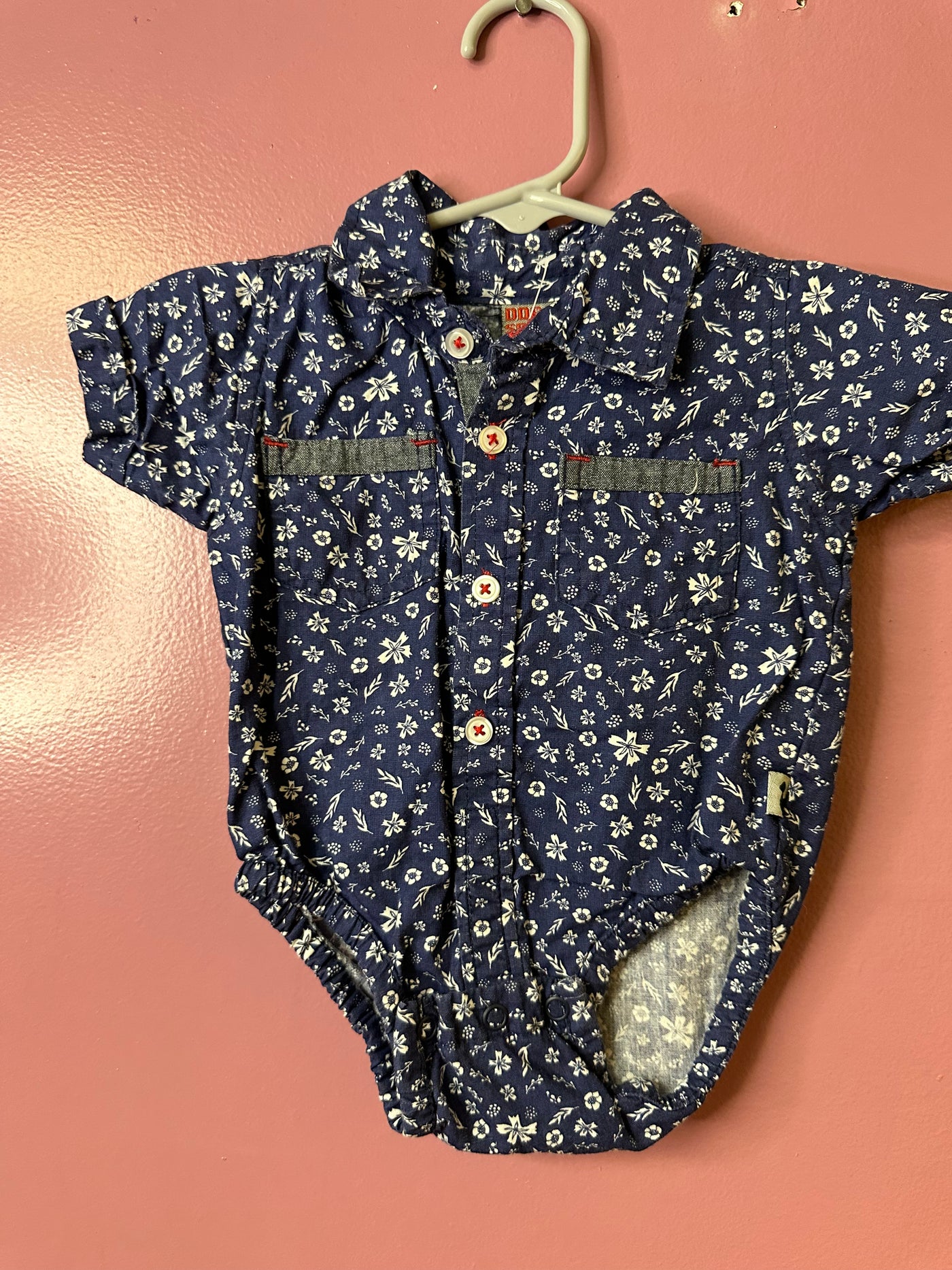 Boys 0--3mo Navy Blue Flower Polo