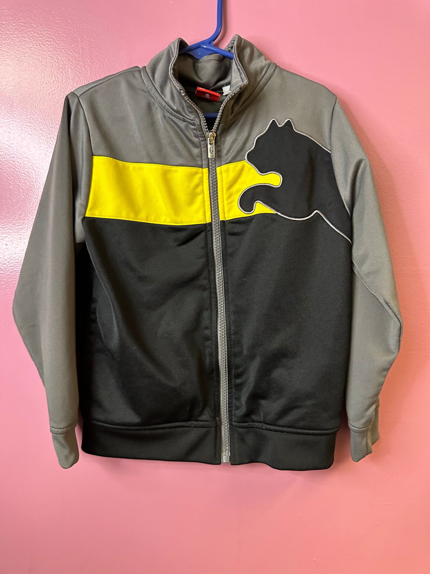 Boys 6 Gray Black Yellow Puma Jacket