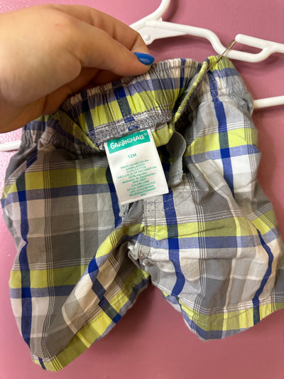 Boys 18mo Gray/Blue/Green Plaid Shorts