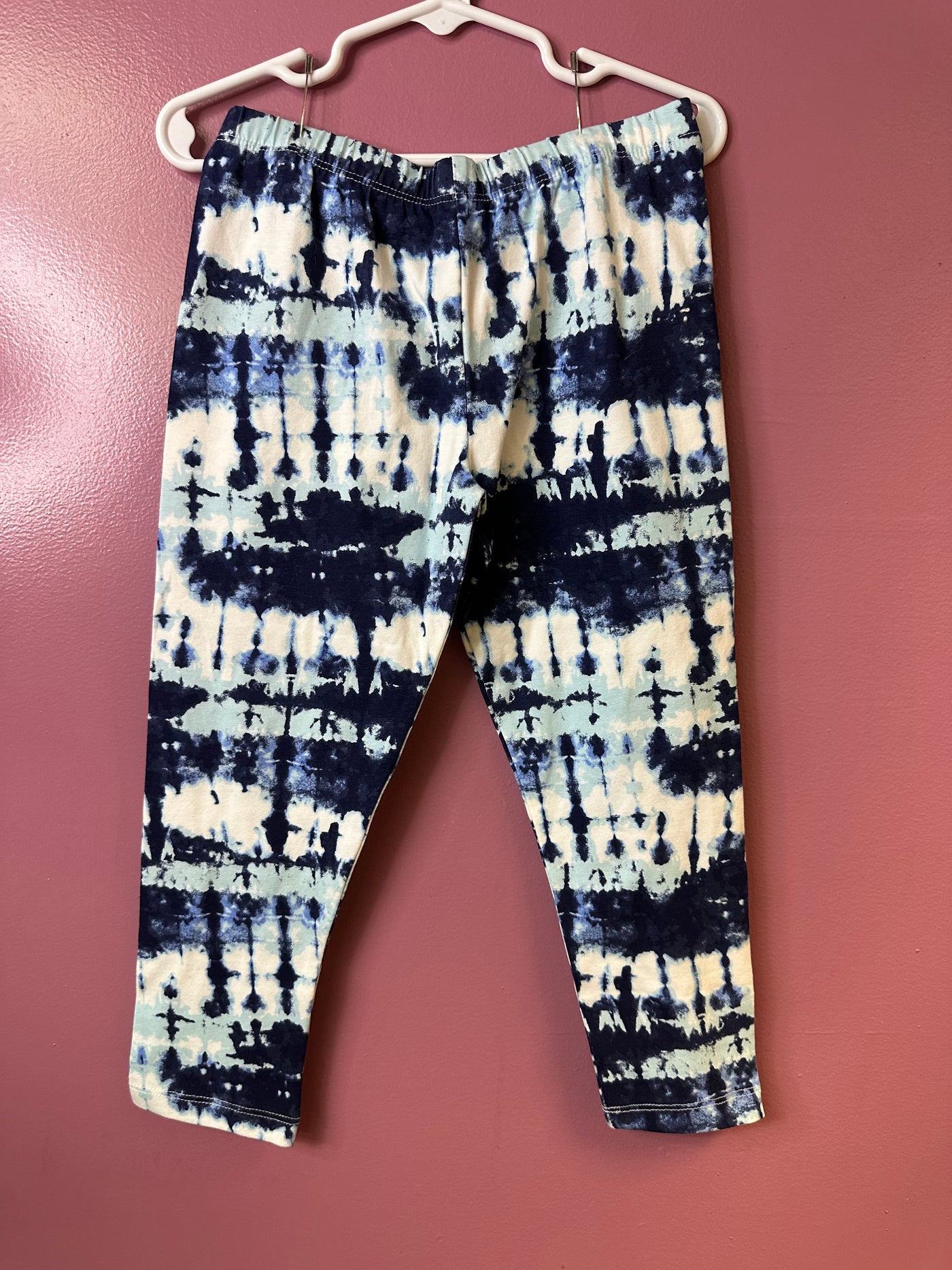 Girls 7/8 Blue Tye dye Capri Leggings