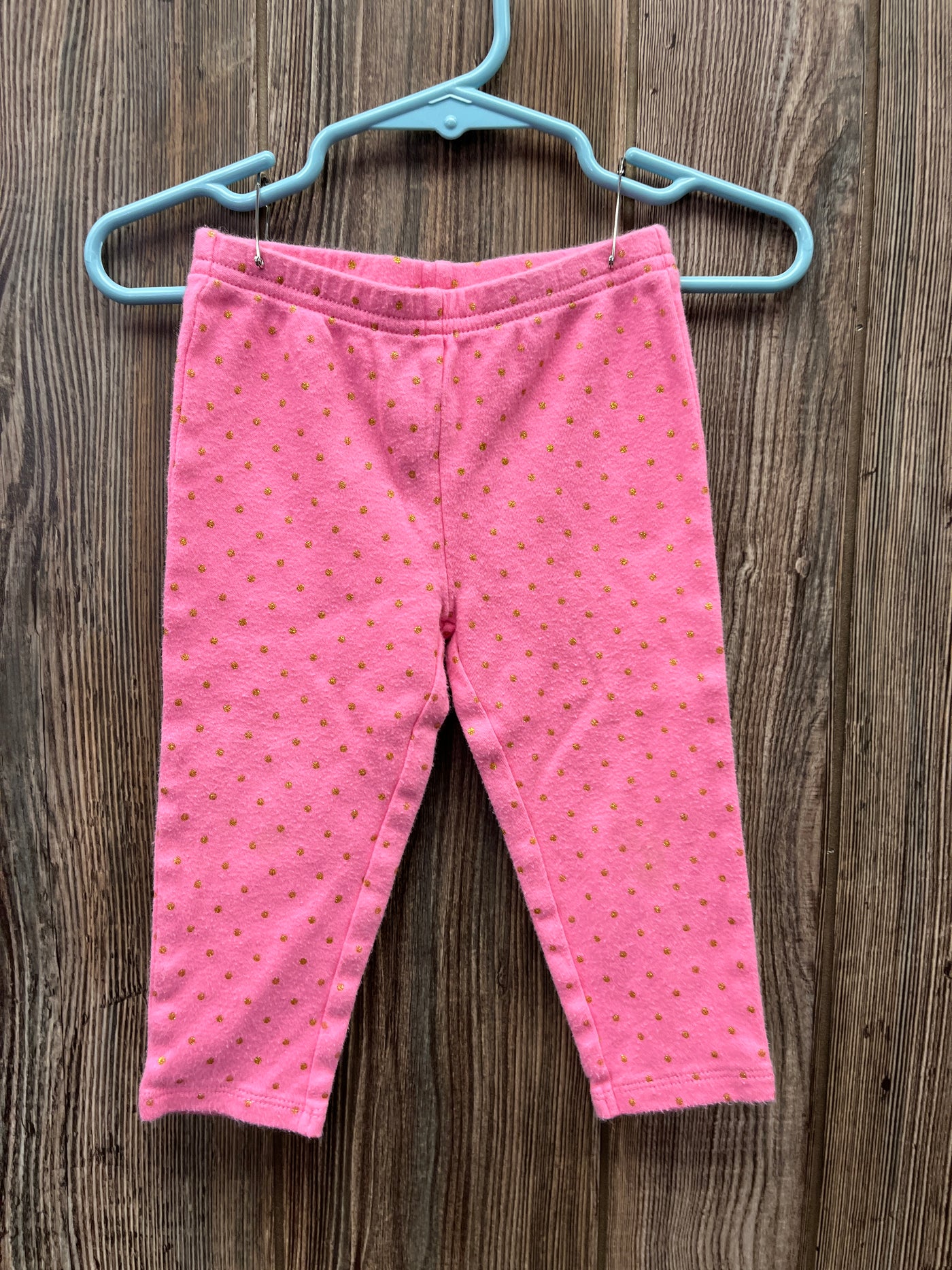 Girls 6-12 mo Pink with Gold Polka Dots Pull On Pants