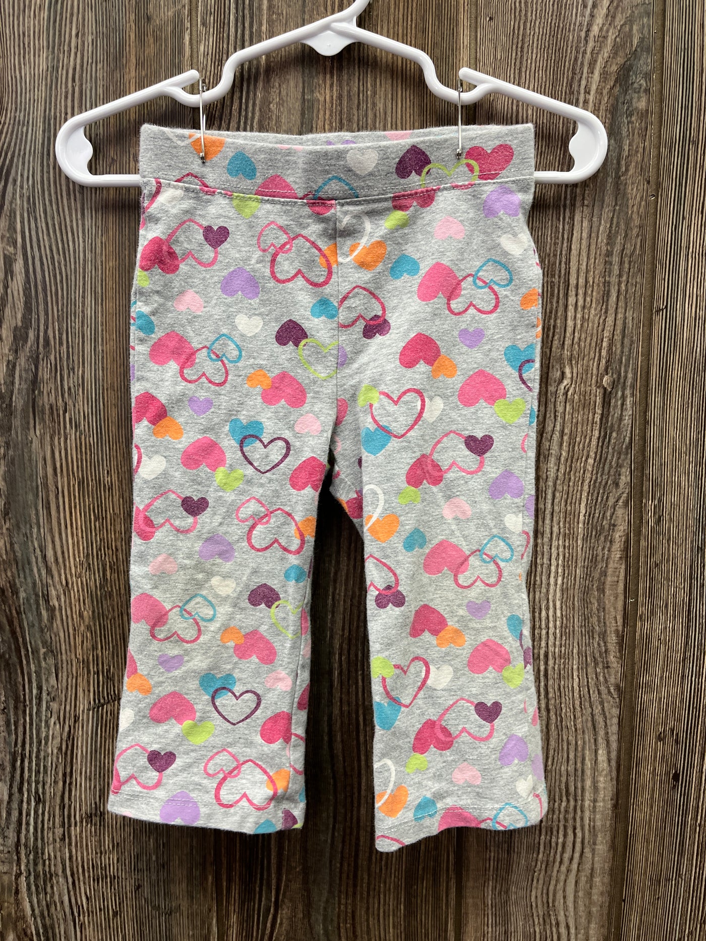 Girls 12 mo Gray Flare Pull On Pants with Pastel Hearts