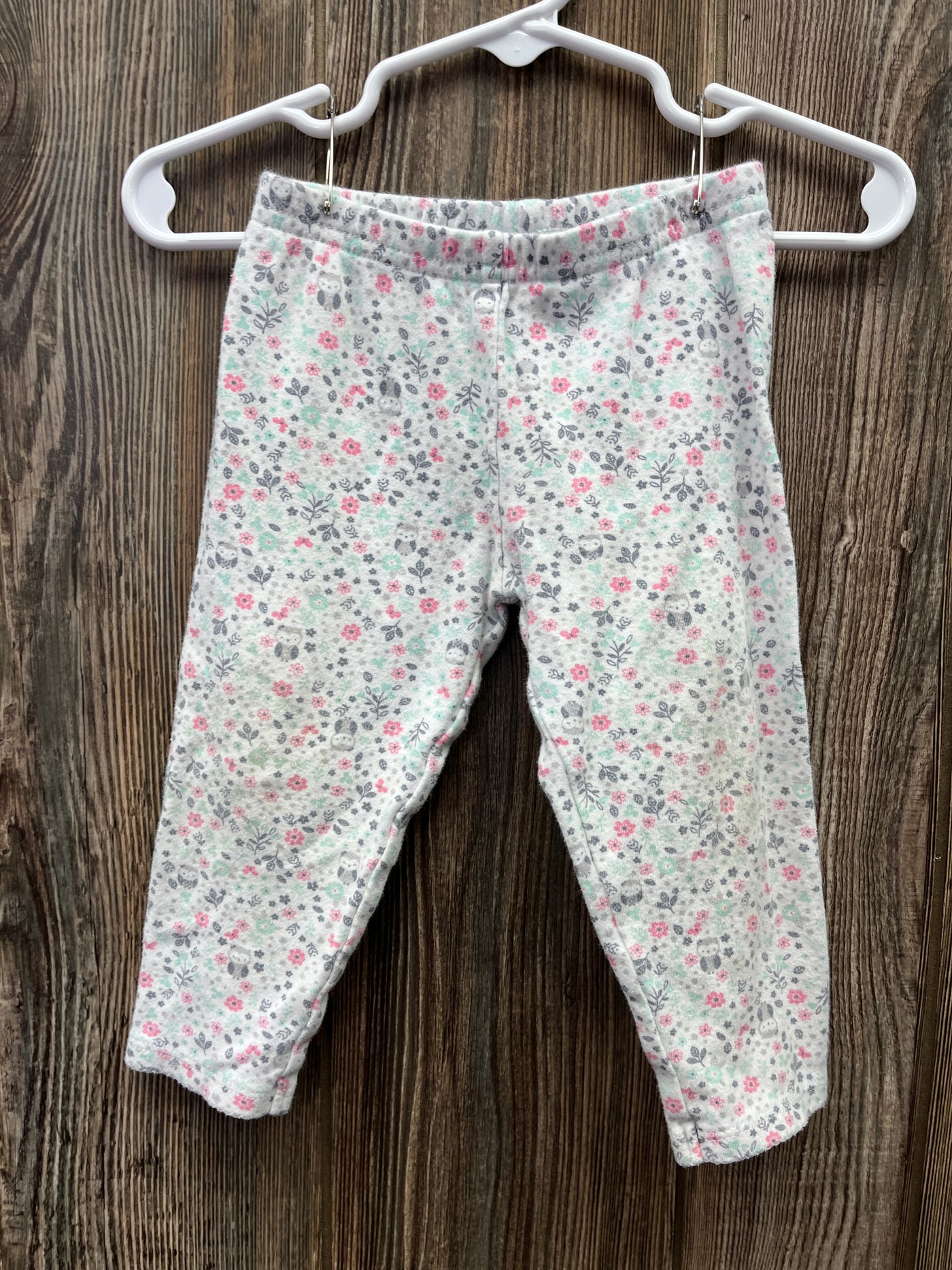 Girls 6-12 mo White Pull On Pants with Flowers