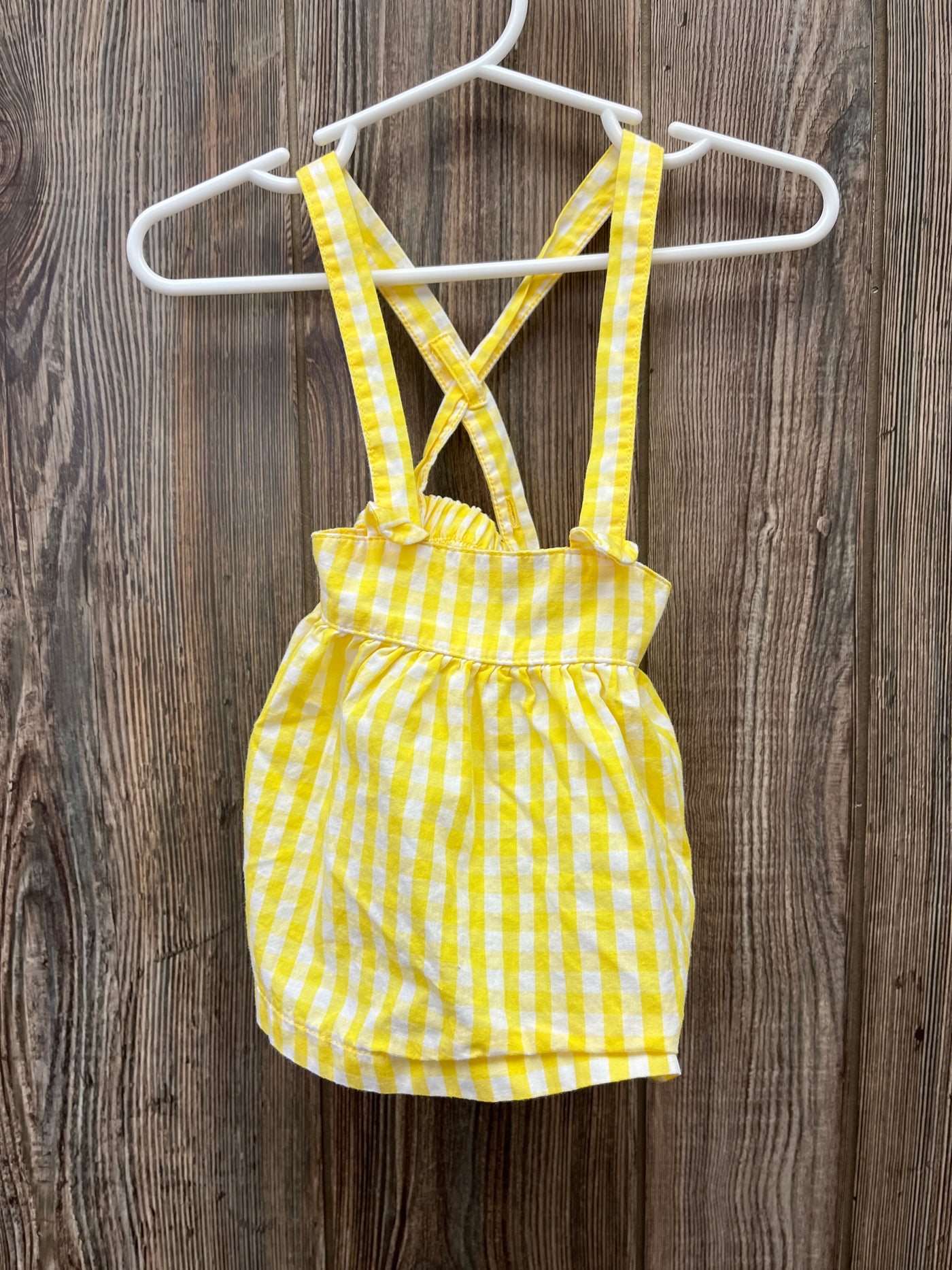 Girls 0-3 mo Yellow White Plaid Summer Top