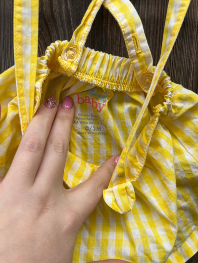 Girls 0-3 mo Yellow White Plaid Summer Top