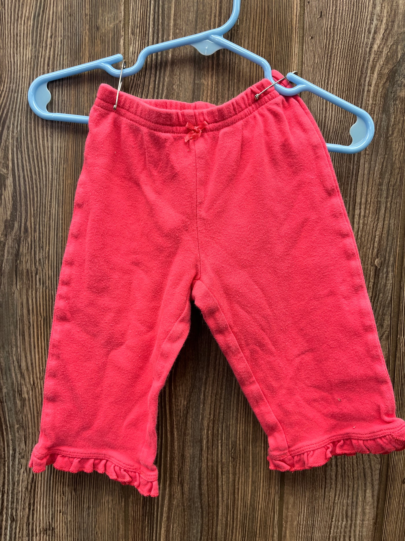 Girl 9 mo Red Pull On Pants with Ruffles at Ankles