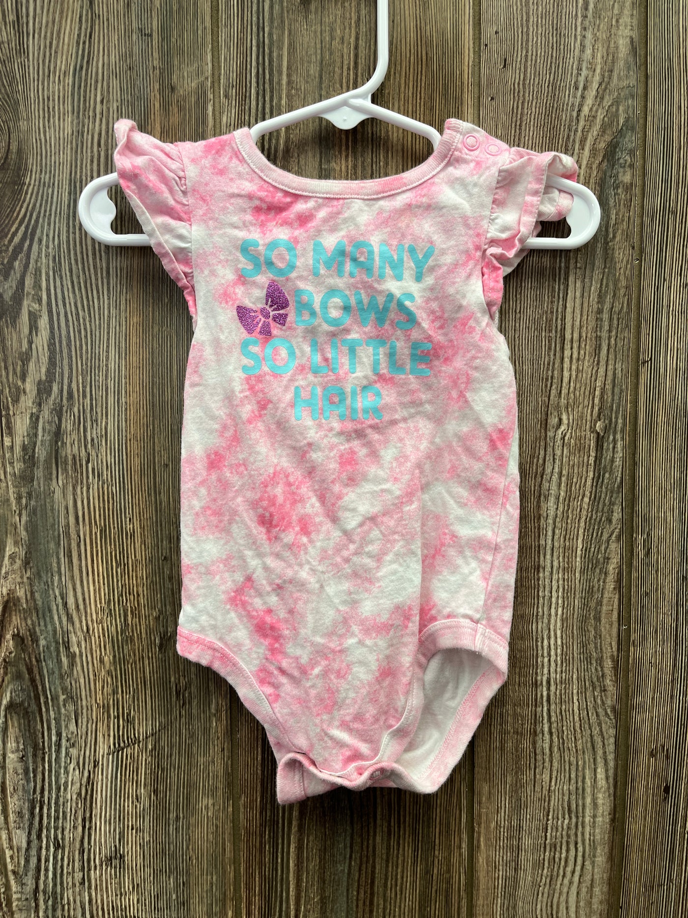 Girl 6-9 mo Pink Tye Dye Short Sleeve Onesie Bows