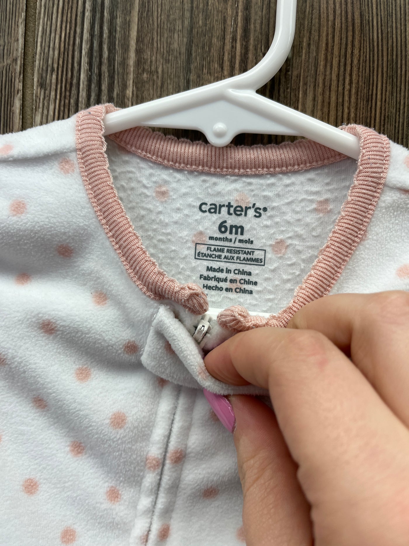 Girls 6 mo White Fleece Zipper Sleeper with Ballerina Sloth