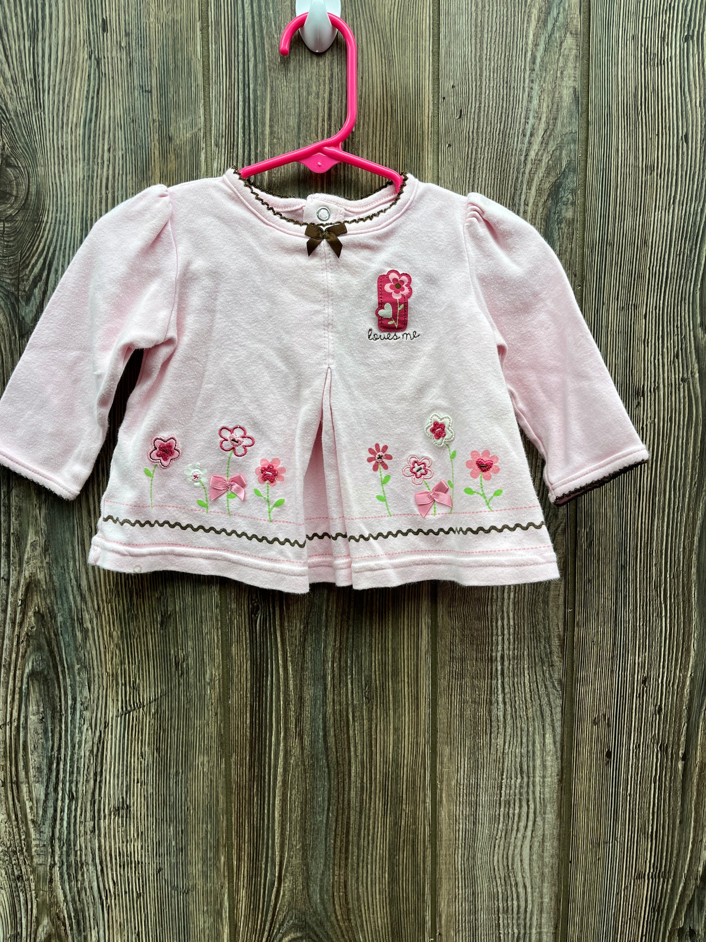 Girl 6-9 mo Pink Love Me Flowers Long Sleeve Shirt