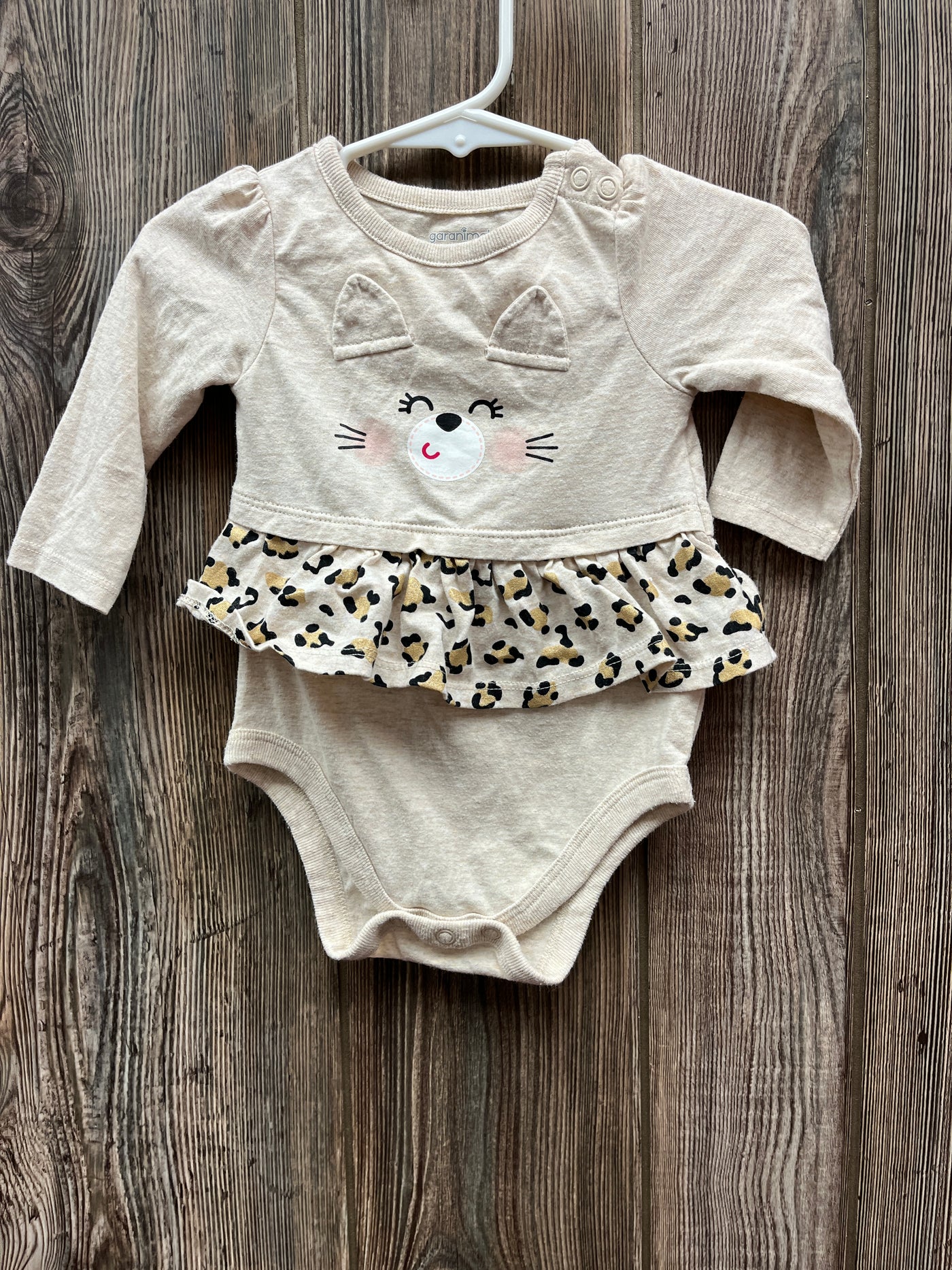 Girl 3-6 mo Cheetah Cat Onesie