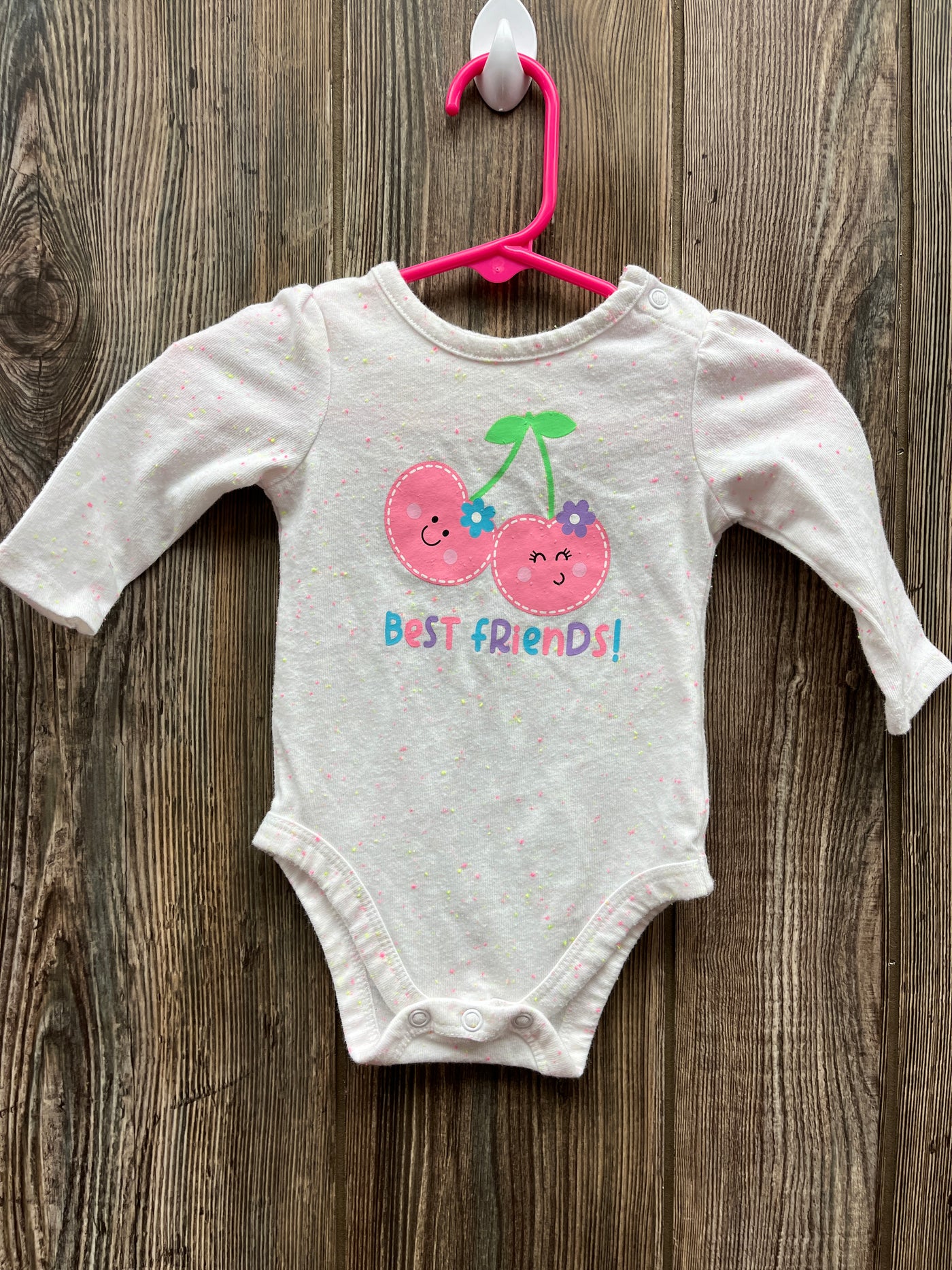 Girl 0-3 mo Best Friend Cherries Long Sleeve Onesie