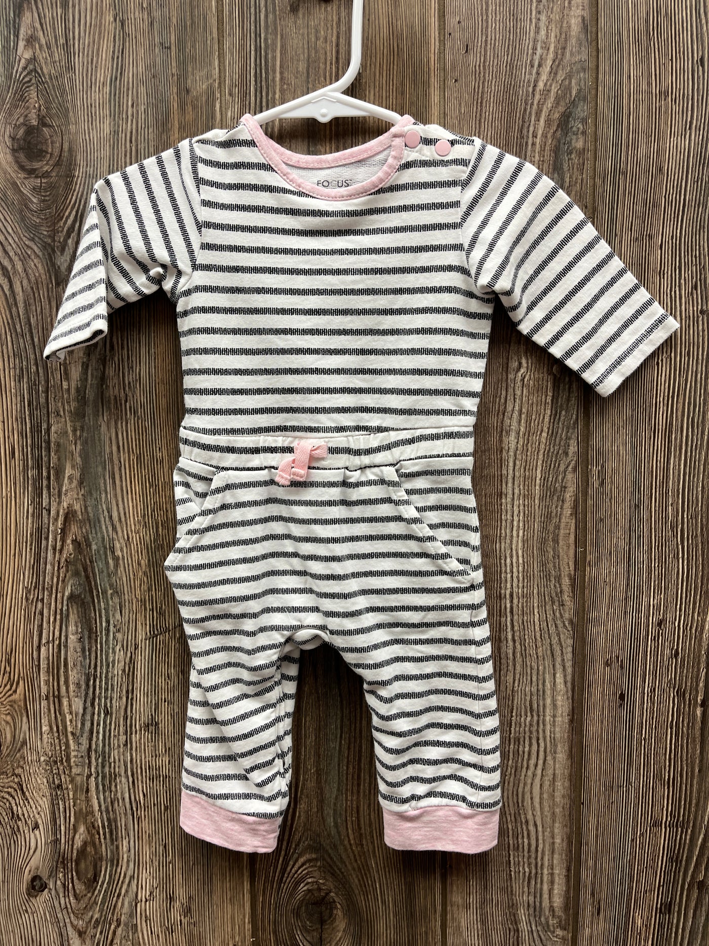 Girls 6 mo Black and White Striped Romper