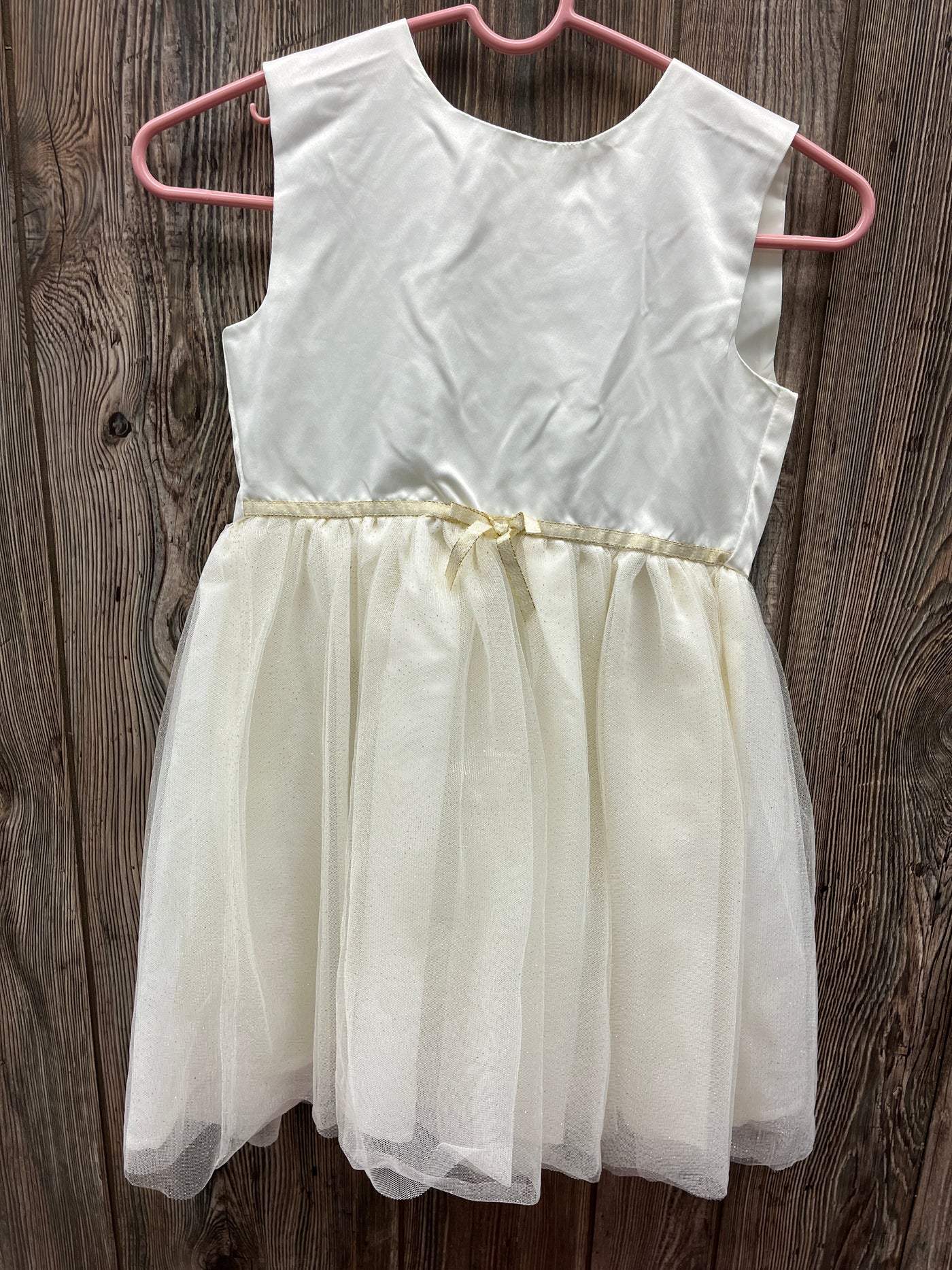 Girls 10 Cream Sparkly Tank Top Dress