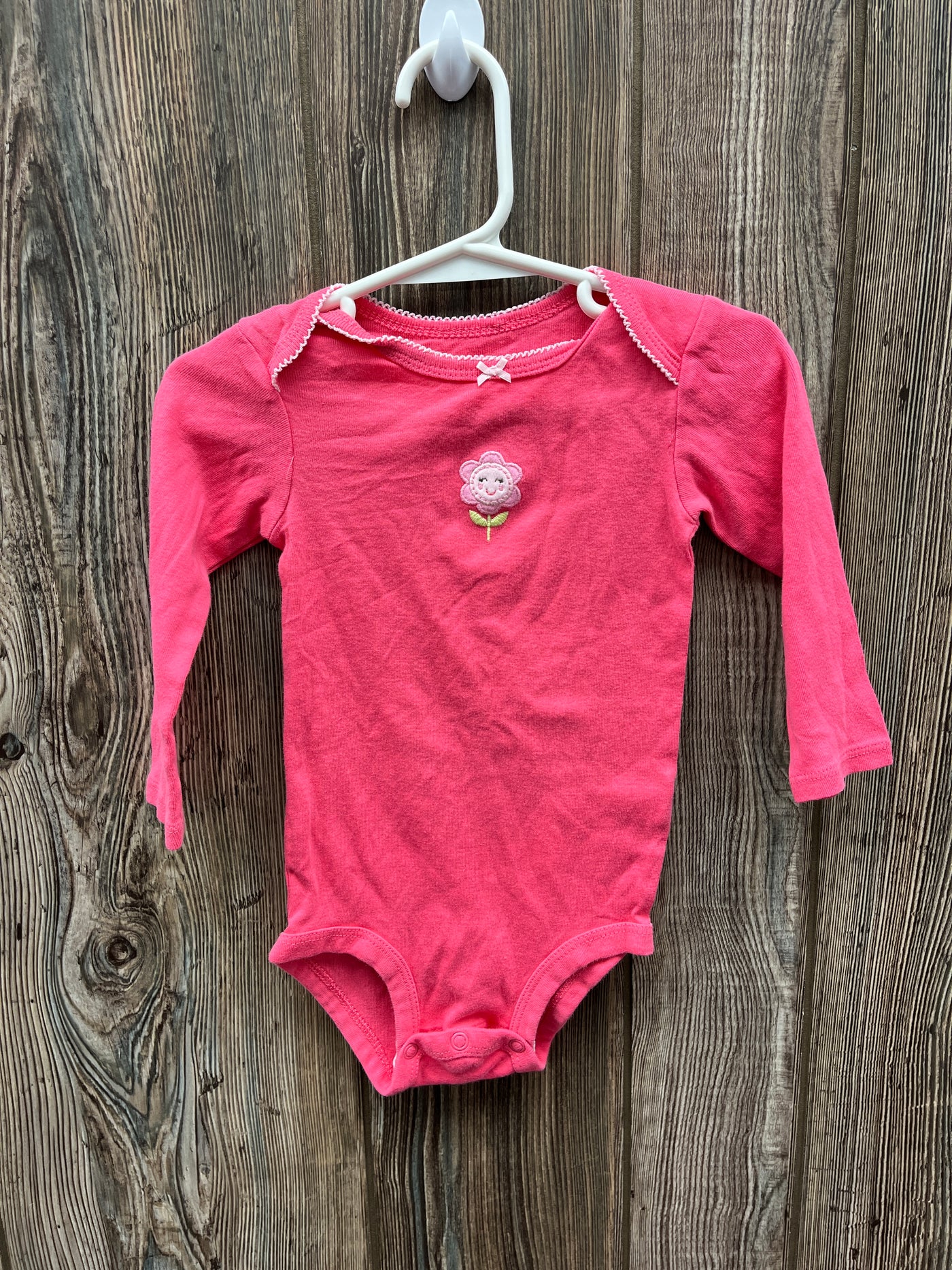 Girl 12 mo Pink Long Sleeve Onesie with Flower