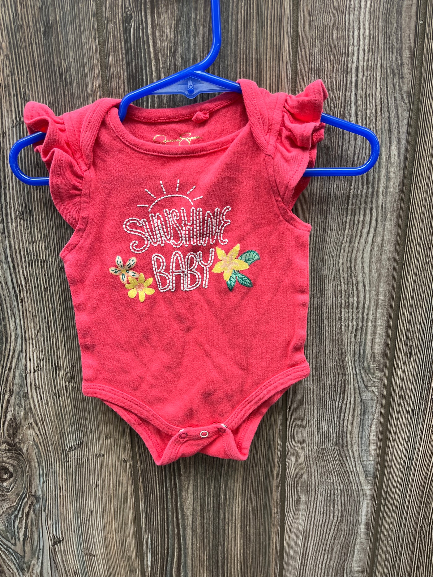 Girl 3-6 mo Pink Short Ruffle Sleeve Onesie Sunshine Baby