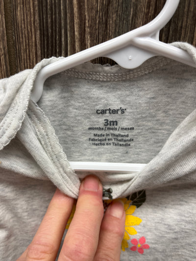 Girl 3 mo Gray Onesie with Sunflower