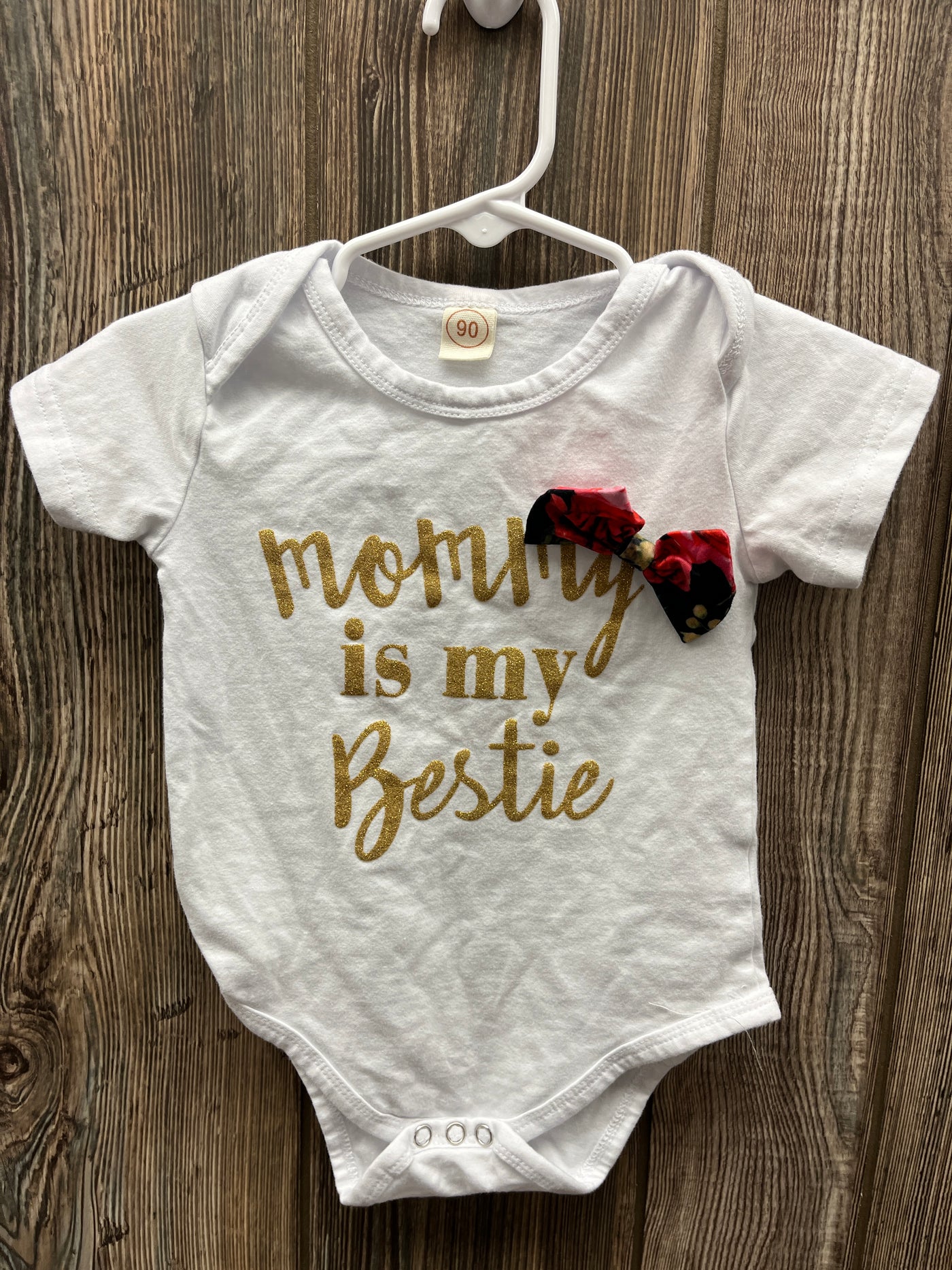 Girls 2T White Short Sleeve Boutique Onesie Mommy Bestie