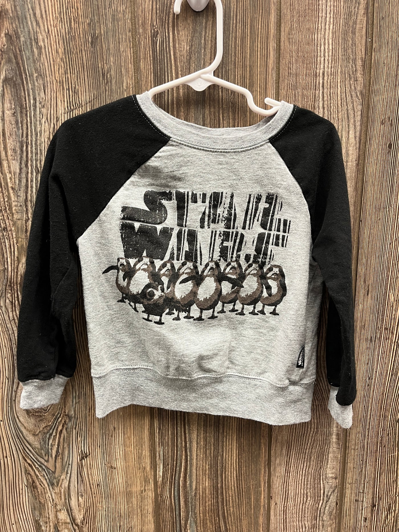 Boys 4 Black Gray Raglan Star Wars Long Sleeve Top