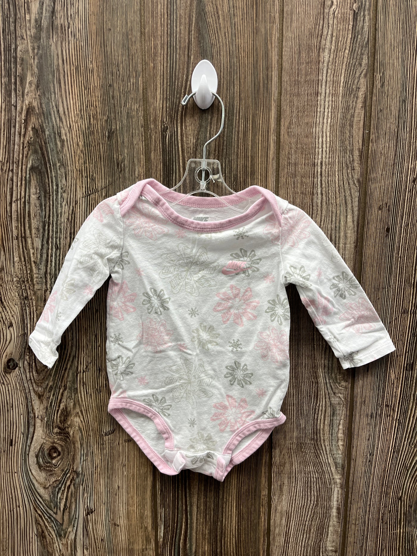 Girl 6-9 mo Pink and Gray Nike Long Sleeve Onesie