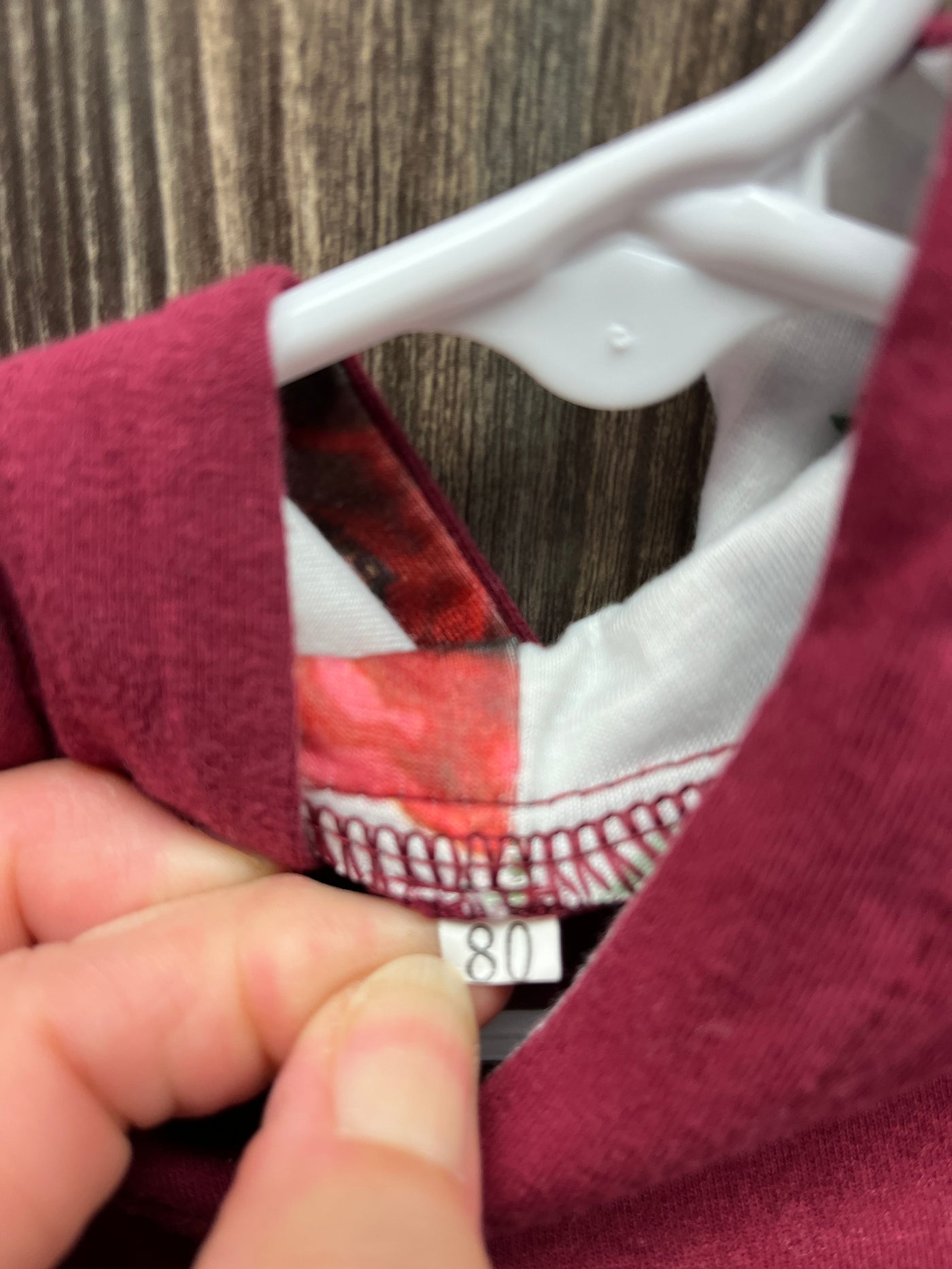 Girl 6 mo Maroon Hoodie Onesie