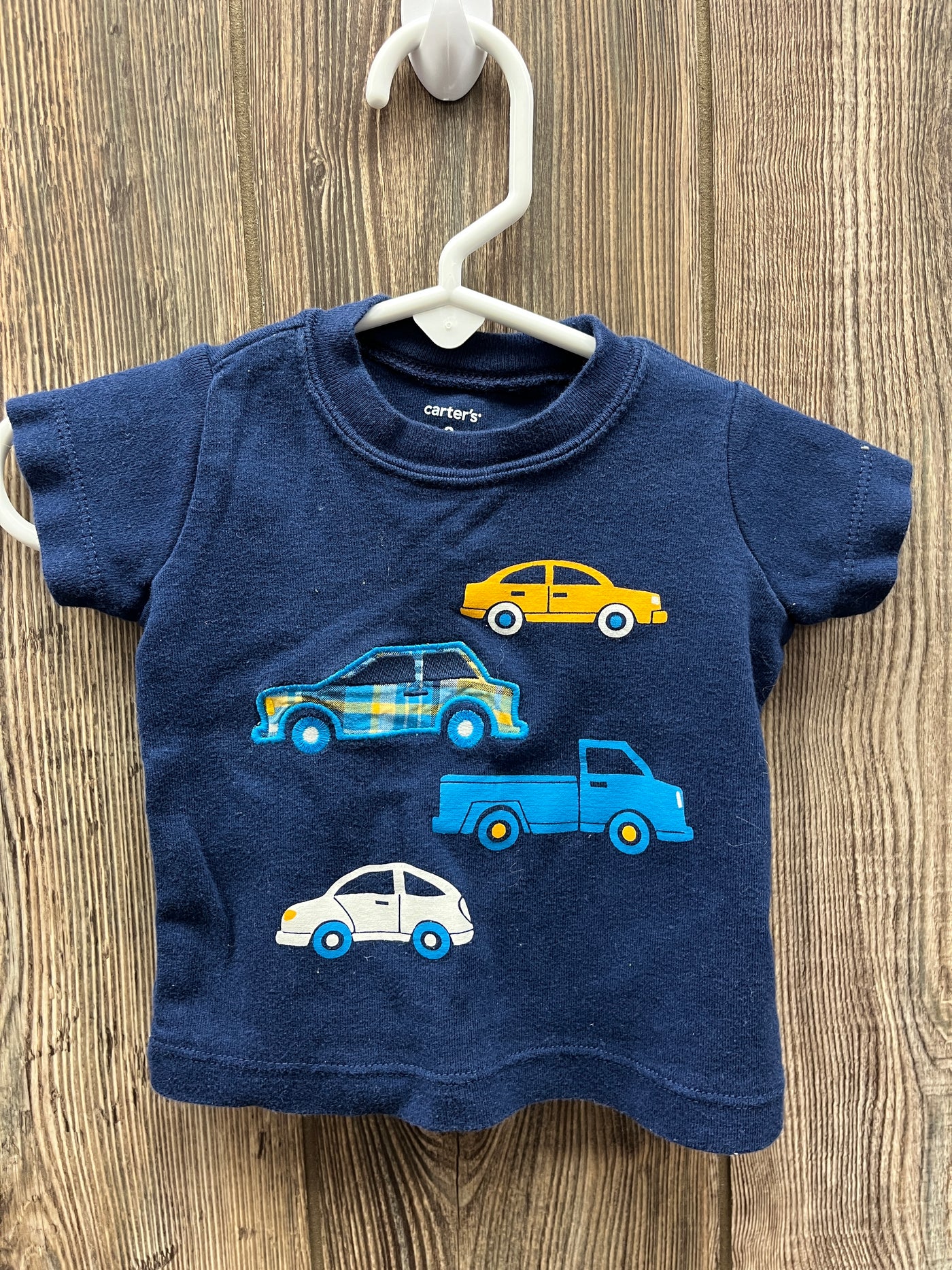 Boys 3 mo Blue Short Sleeve Shirt with Cars