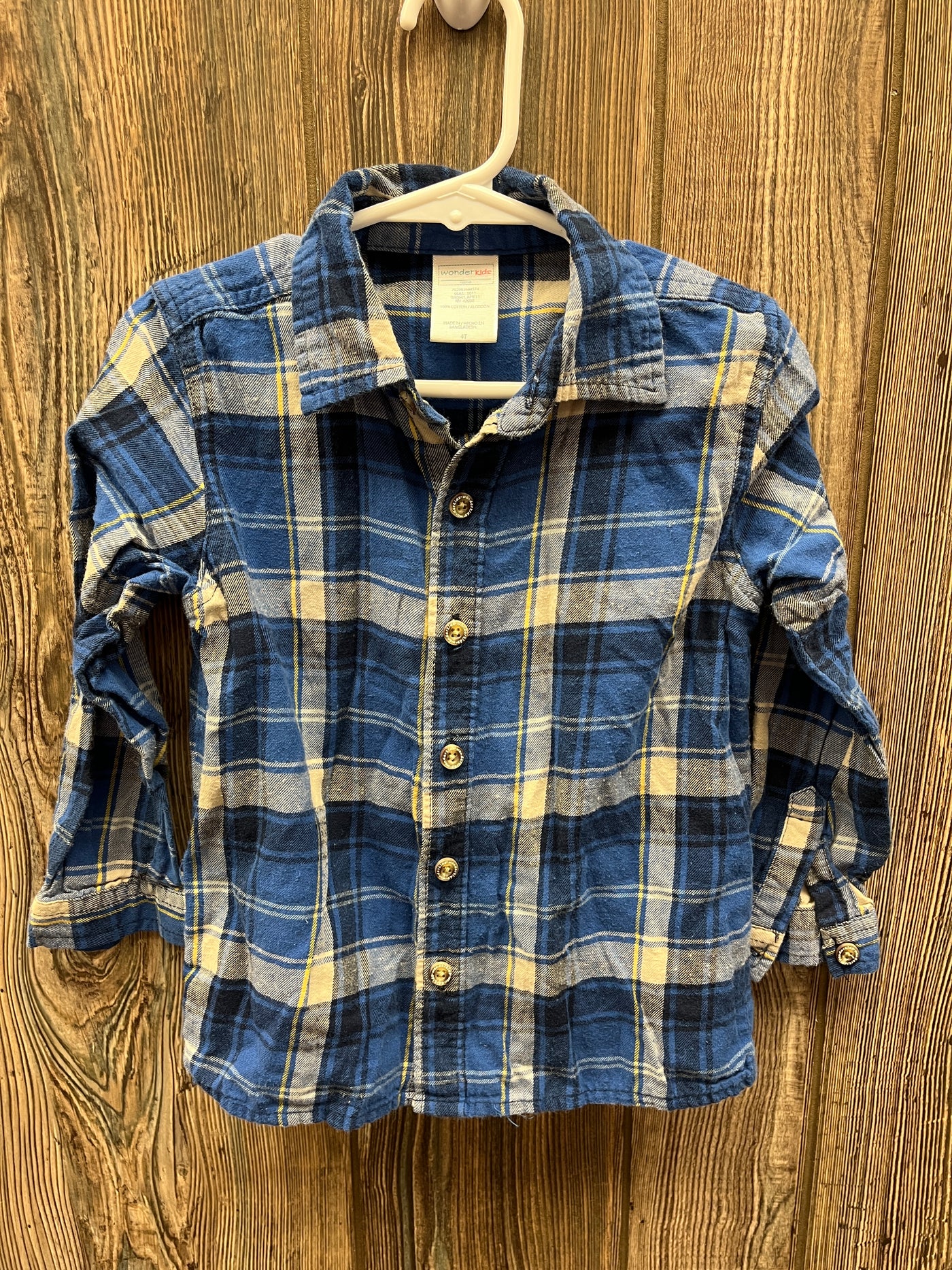 Boys 4T Blue Plaid Button-Down Shirt