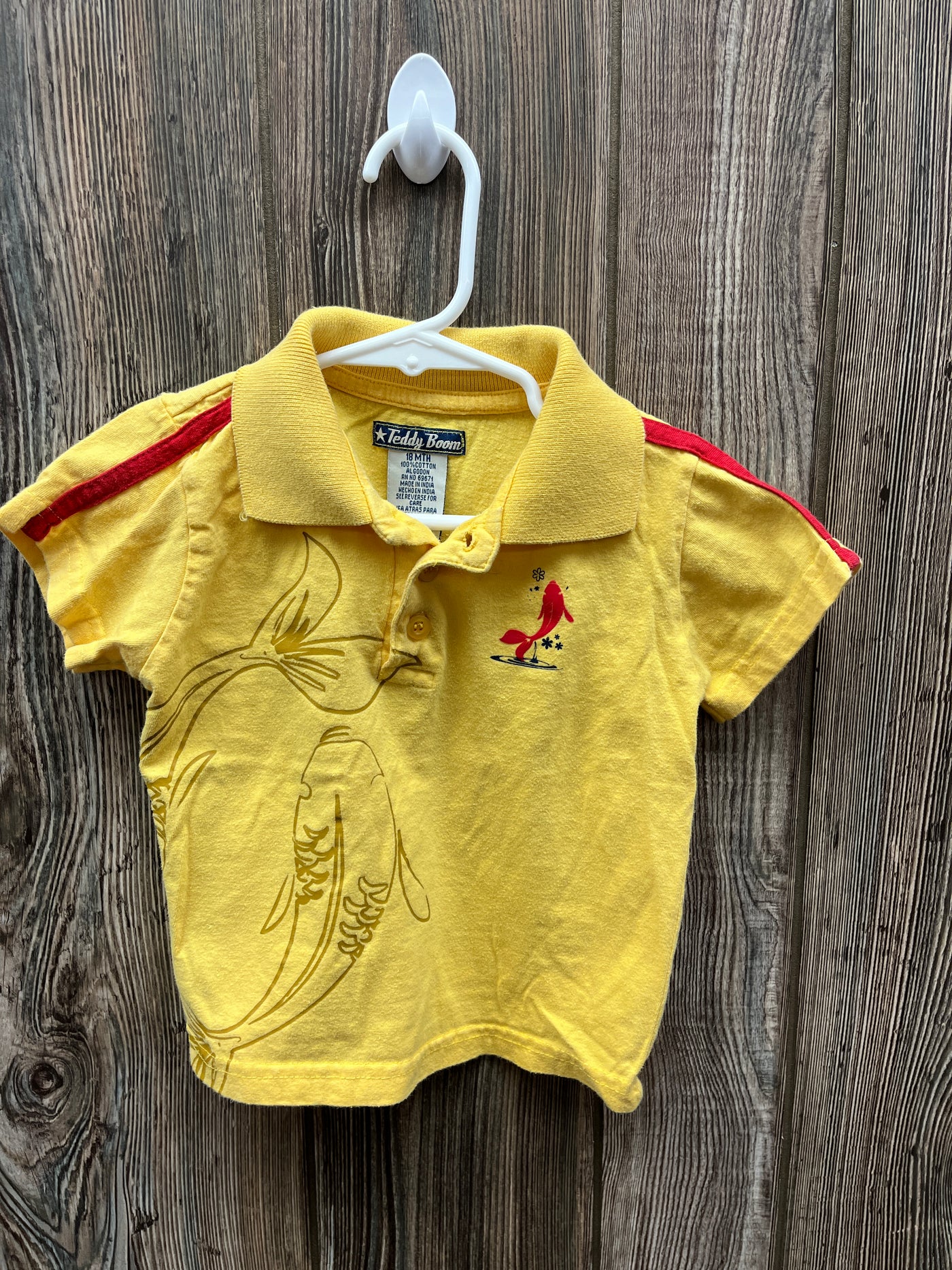 Boys 18 mo Yellow Short Sleeve Shirt with Fish