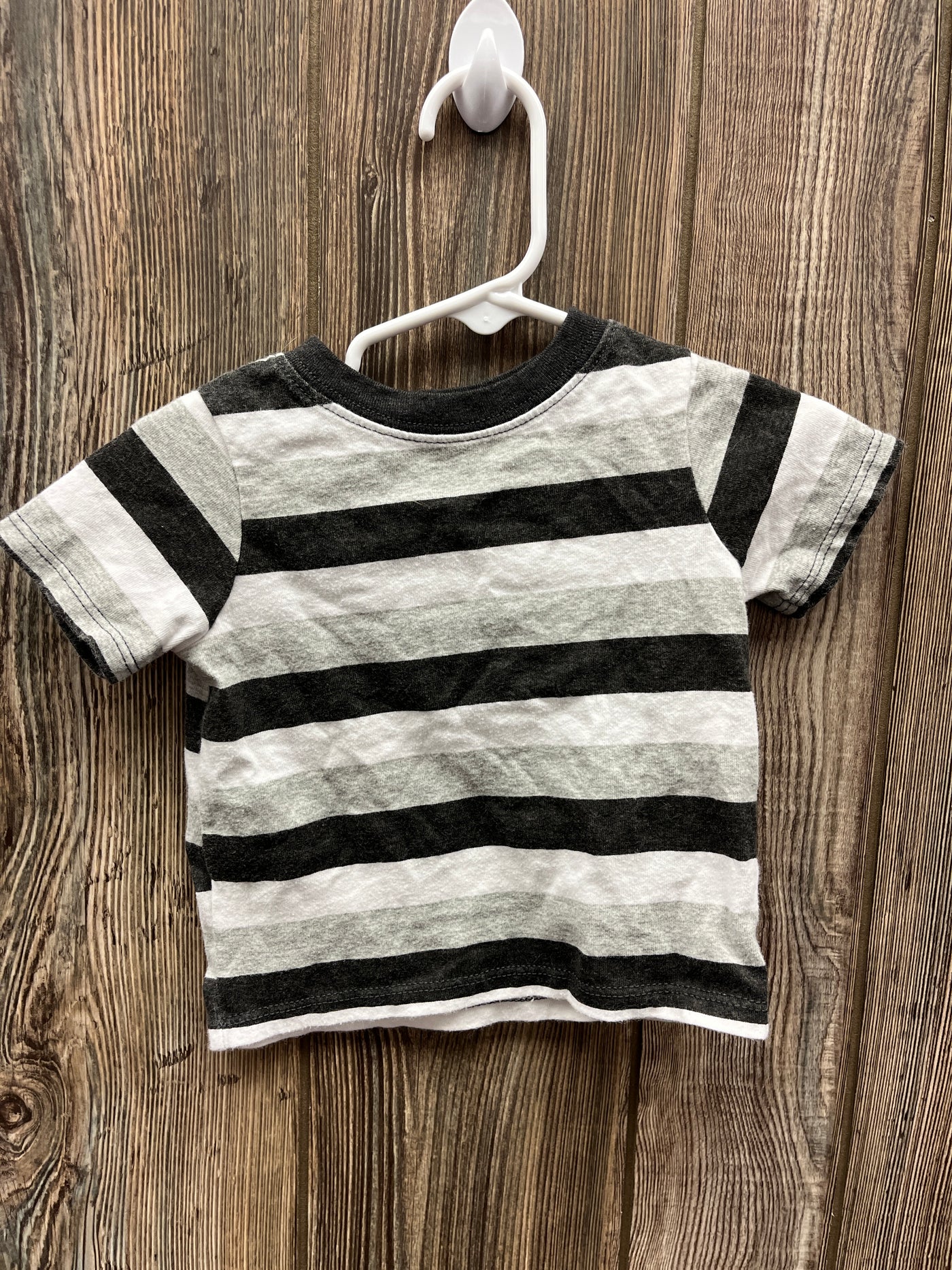 Boys 6-9 mo Black and Gray Stripes Short Sleeve Shirt