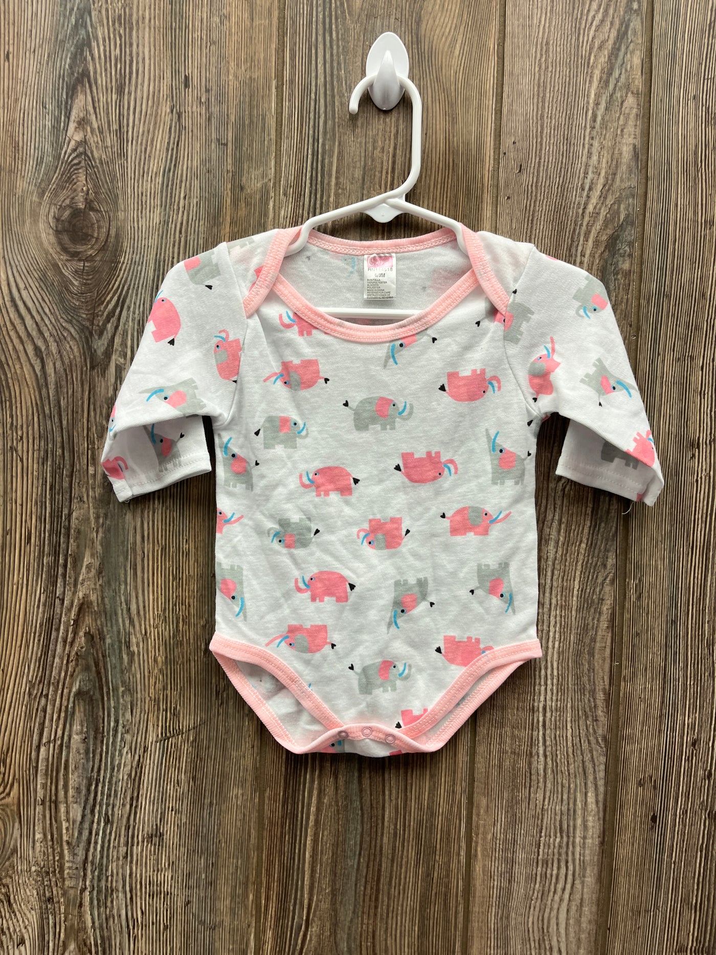 Girl 6-9 mo Elephant Long Sleeve Onesie